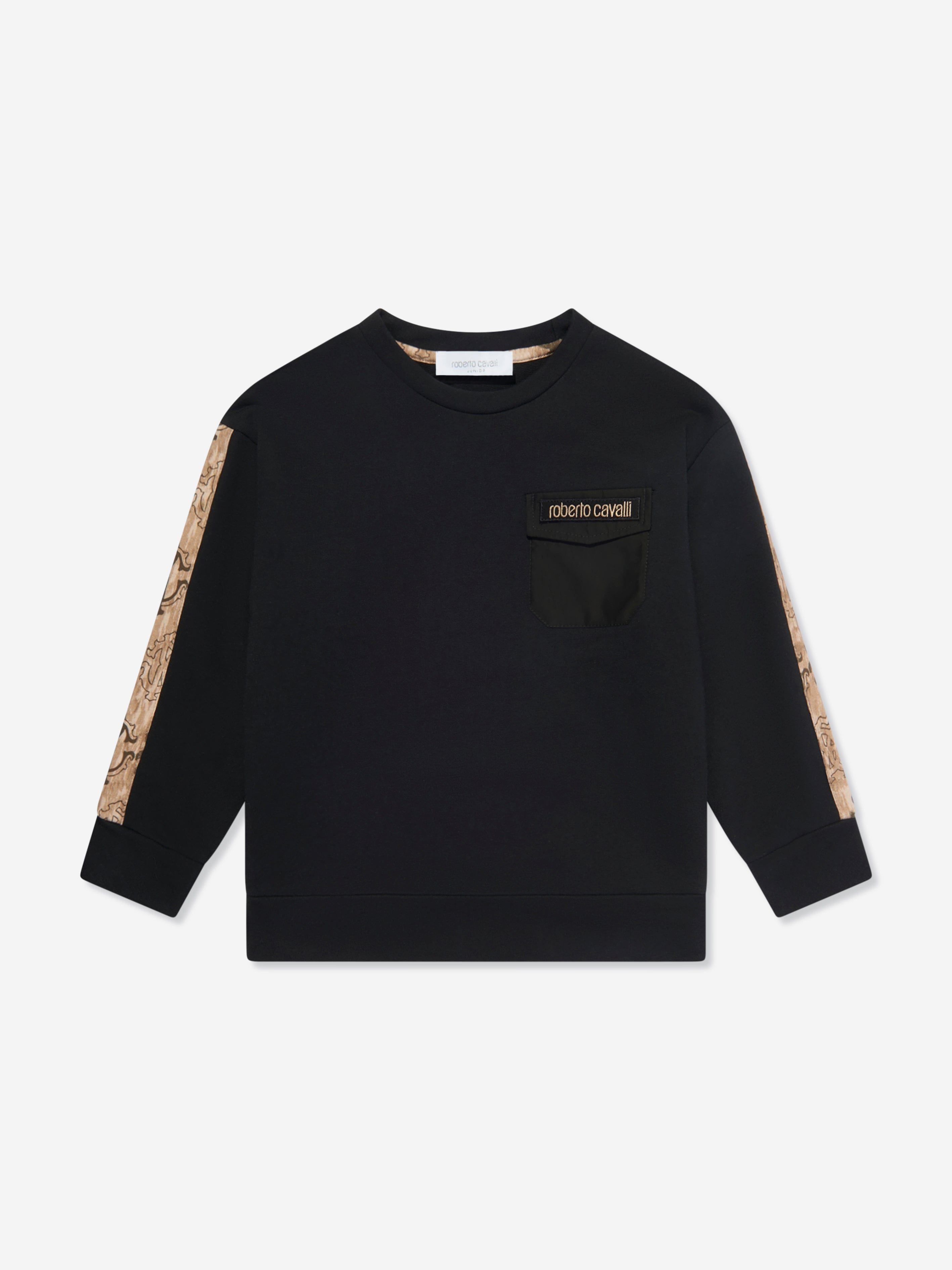 Roberto Cavalli Boys Logo Sweatshirt in Black Buy Cheap Wholesale Pice