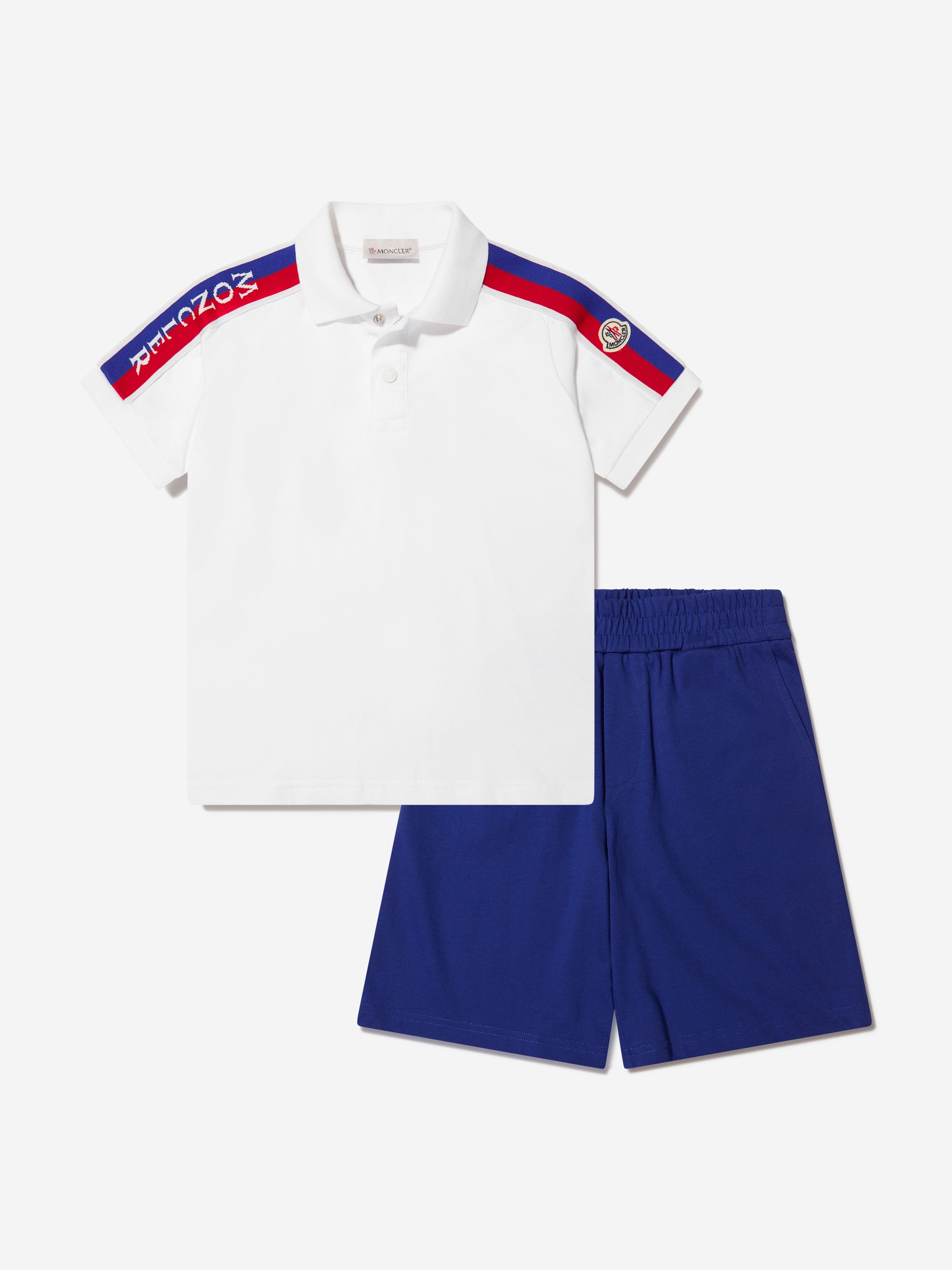 Moncler Enfant Boys Polo Shirt And Shorts Set in White With Paypal Free Shipping
