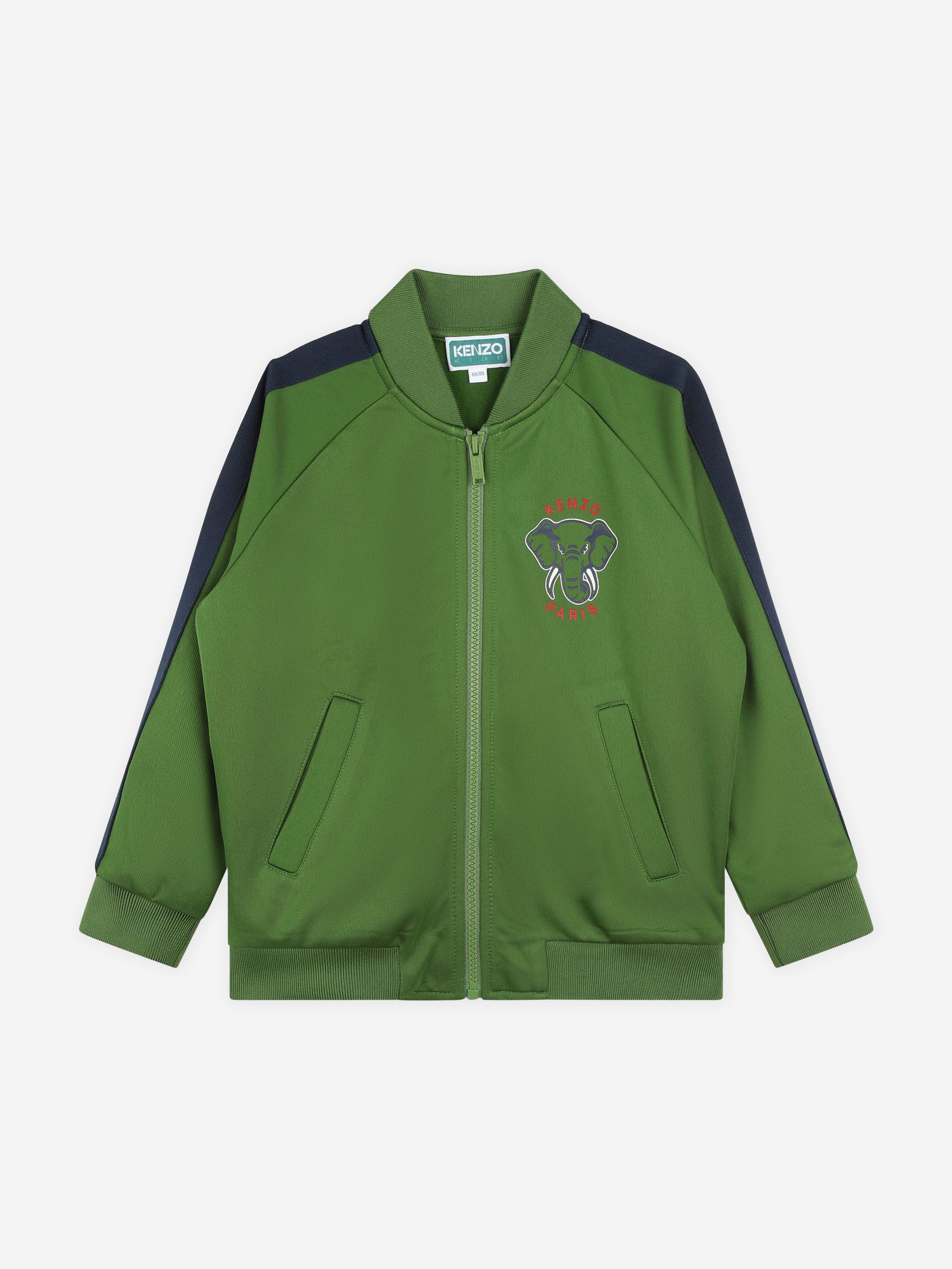KENZO Kids Elephant Track Jacket in Green Discounts