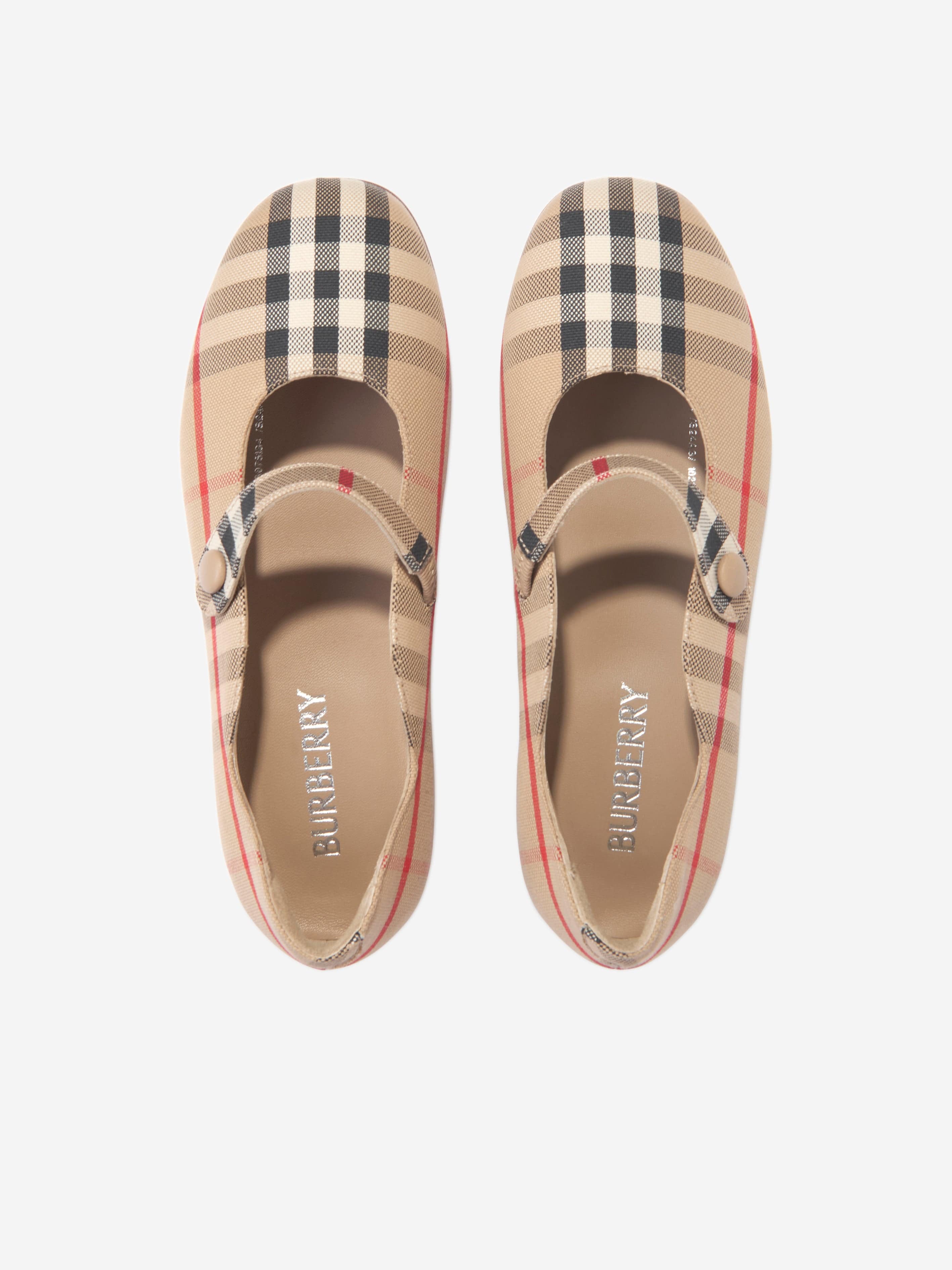 Burberry Girls Archive Check Ballerina Pumps in Beige Big Discount Cheap Pice