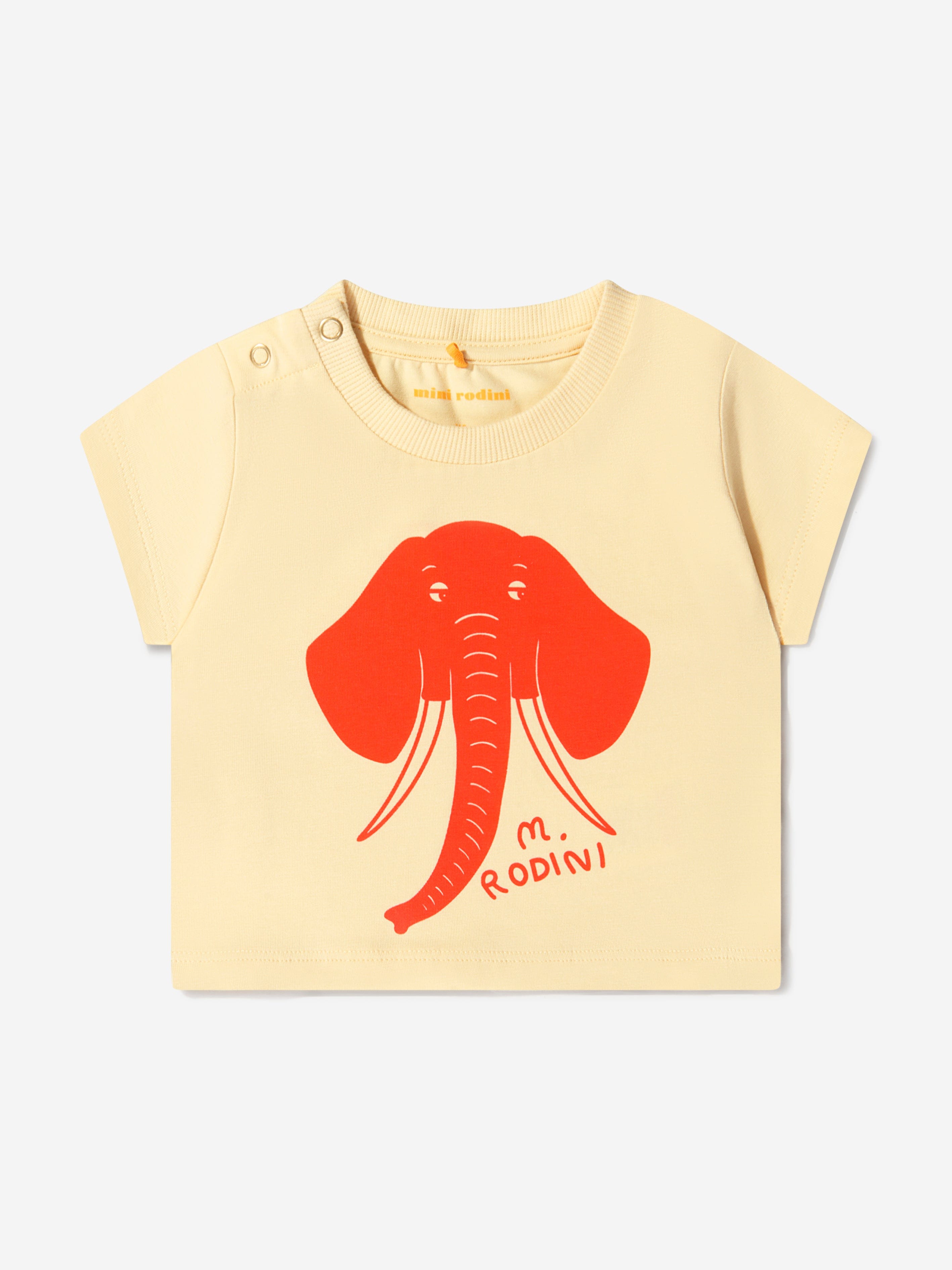 Mini Rodini Unisex Organic Cotton Elephant T-Shirt Classic For Sale