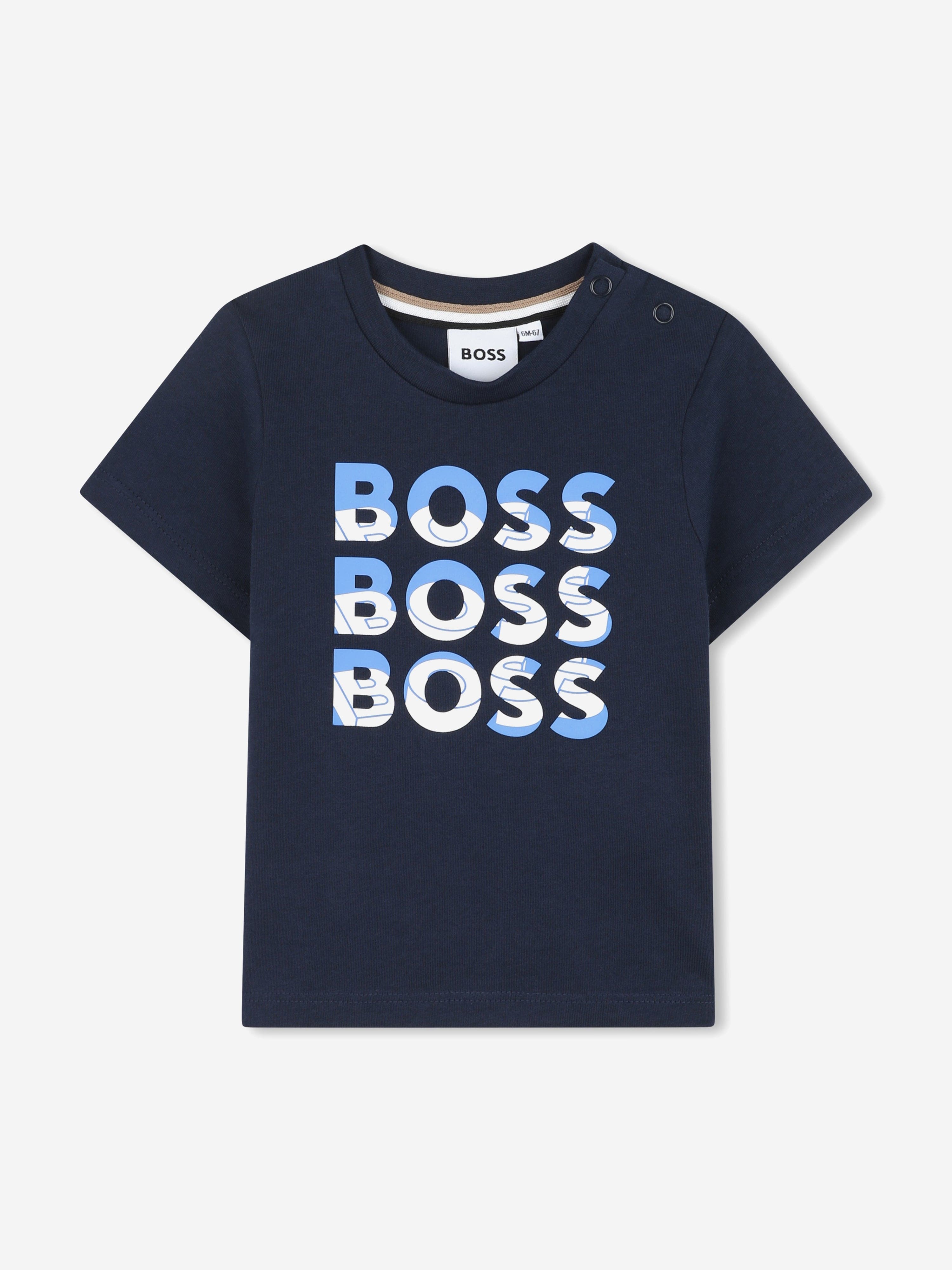 BOSS Baby Boys Multi Logo Print T-Shirt in Navy Cheap Sale Marketable
