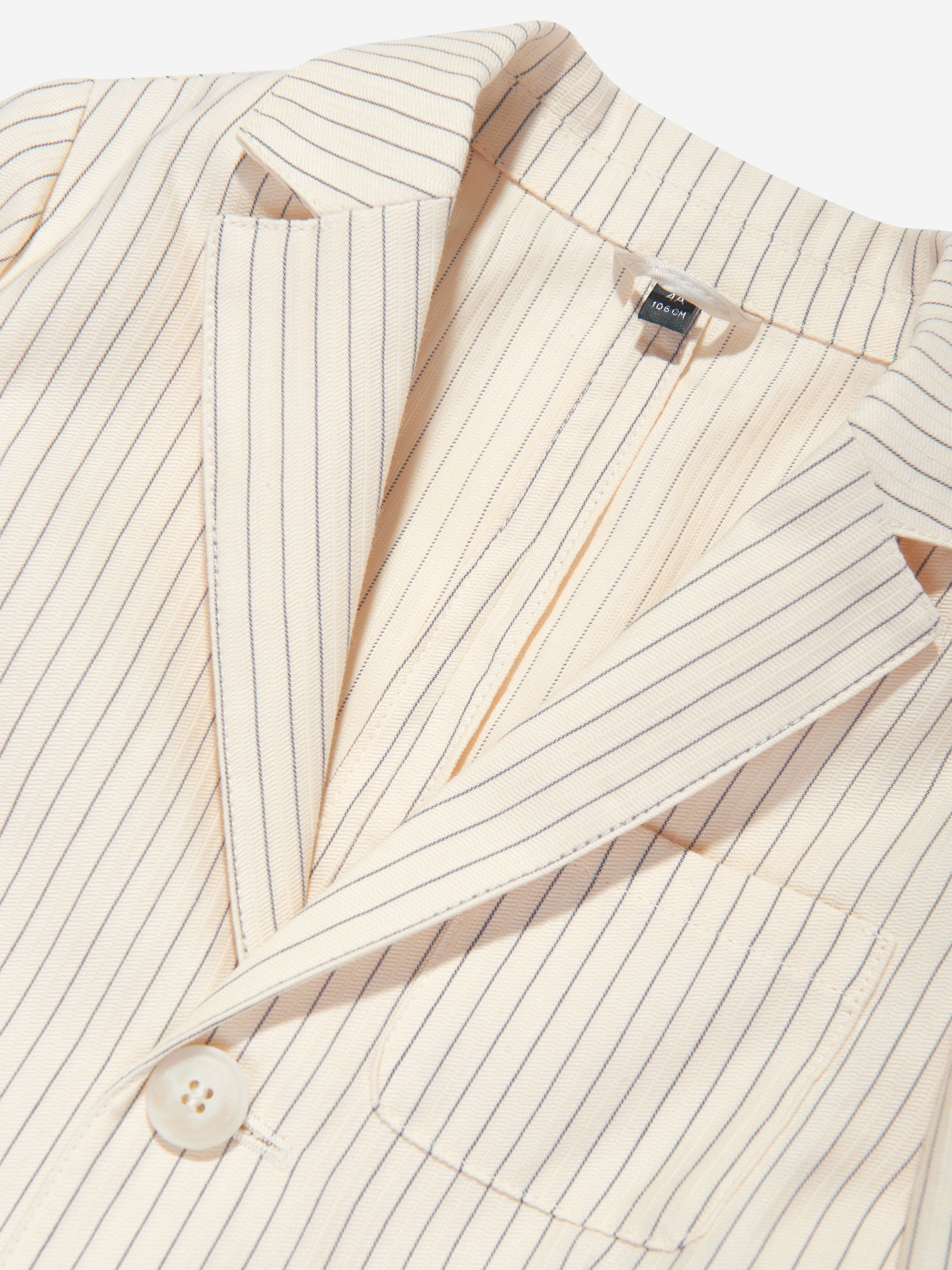 Emporio Armani Boys Striped Linen Blazer in Ivory Newest Cheap Online