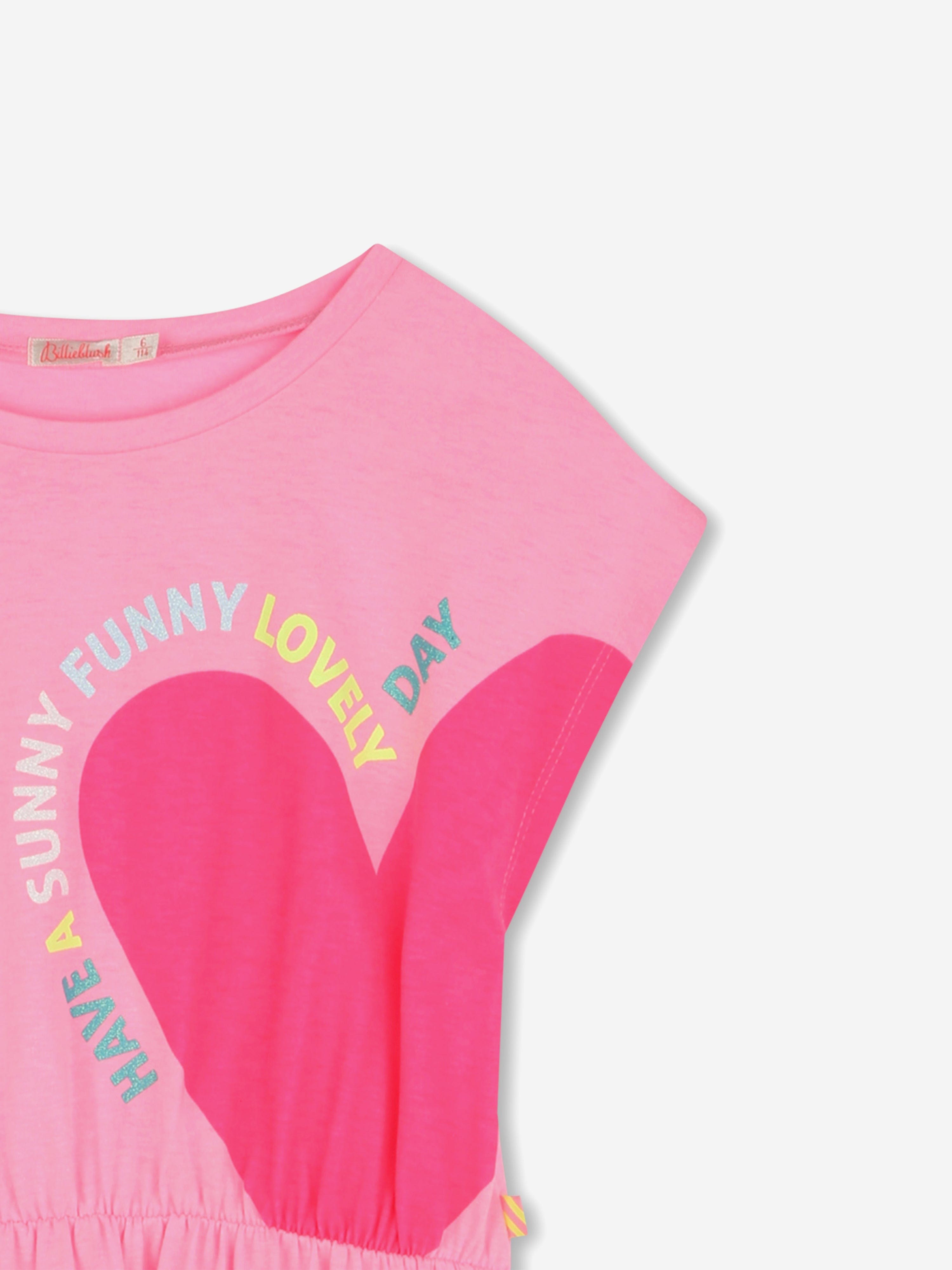 Girls Heart Print Jersey Dress in Pink Outlet Online Shop