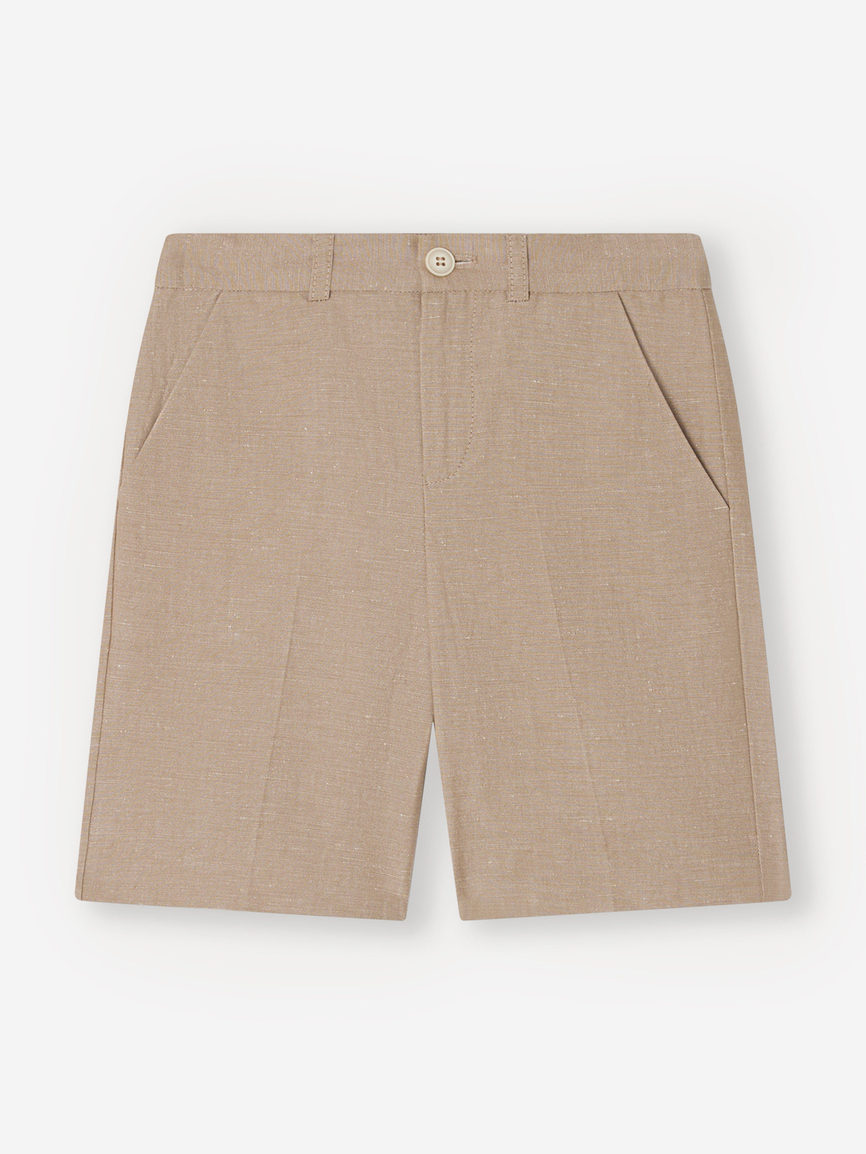 Bonpoint Boys Linen Calvin Shorts in Brown Clearance Reliable