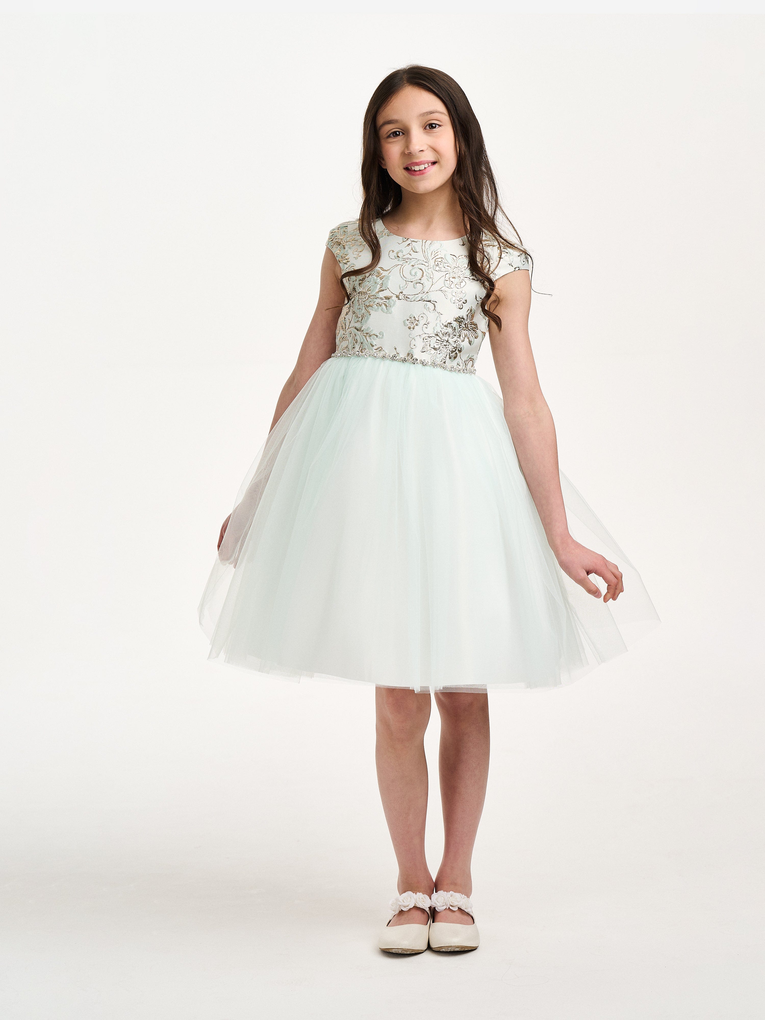 Girls Crystal Cascade Dress in Green Cheap Sale Outlet Locations