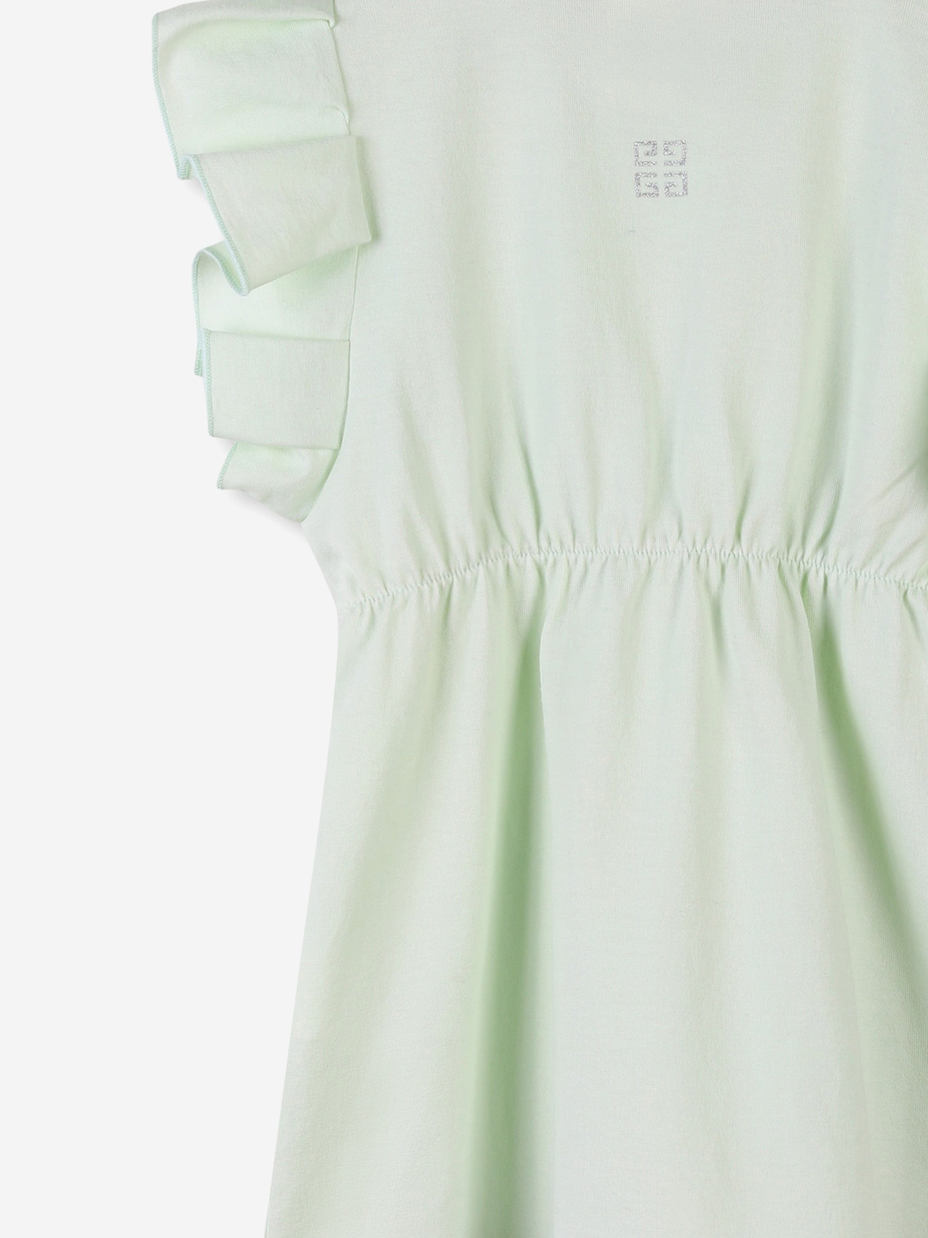Baby Girls Glitter Logo Jersey Dress in Green Outlet Original