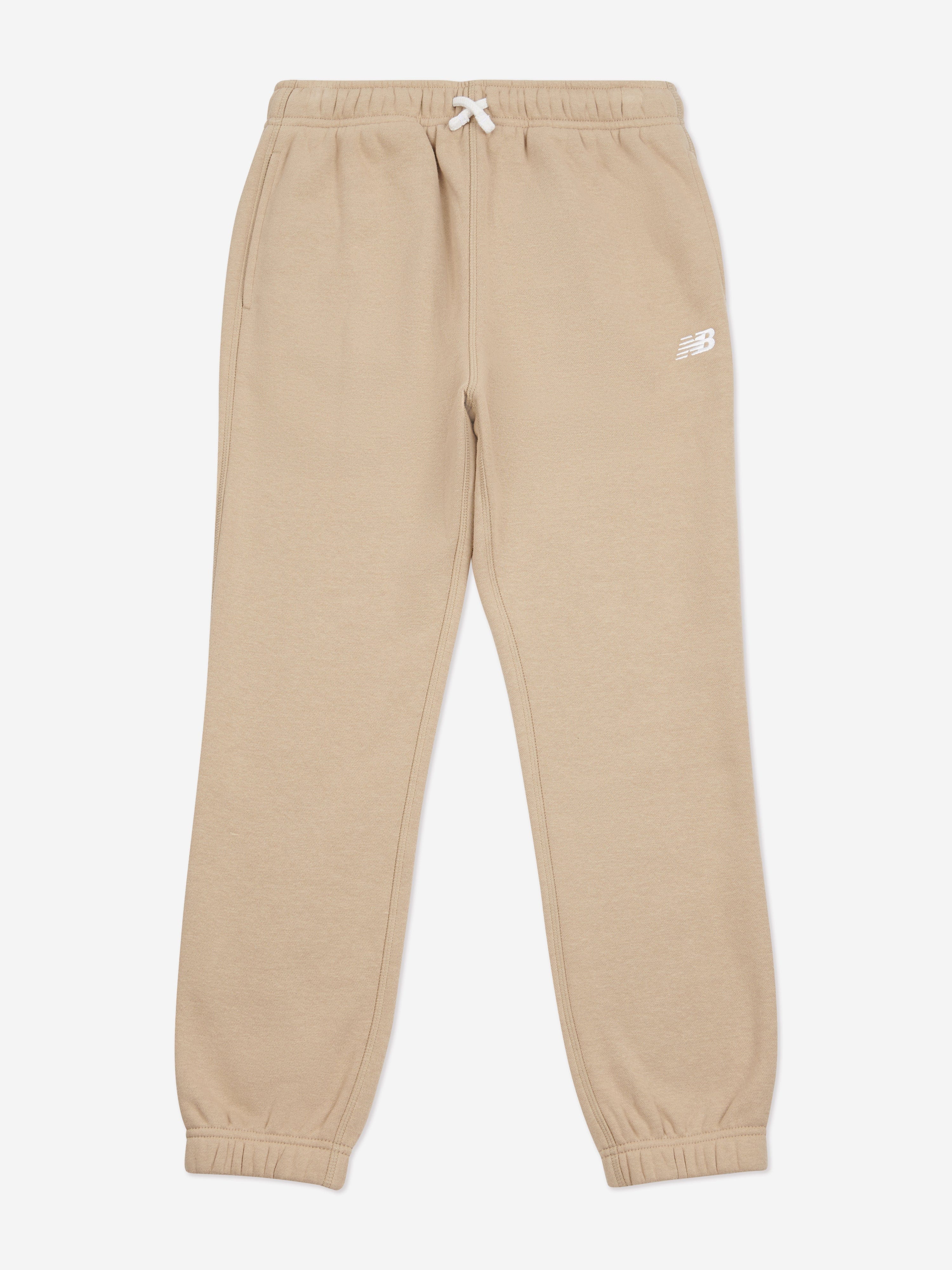 New Balance Boys Brush Back Small Logo Joggers in Beige Sale Online Cheap