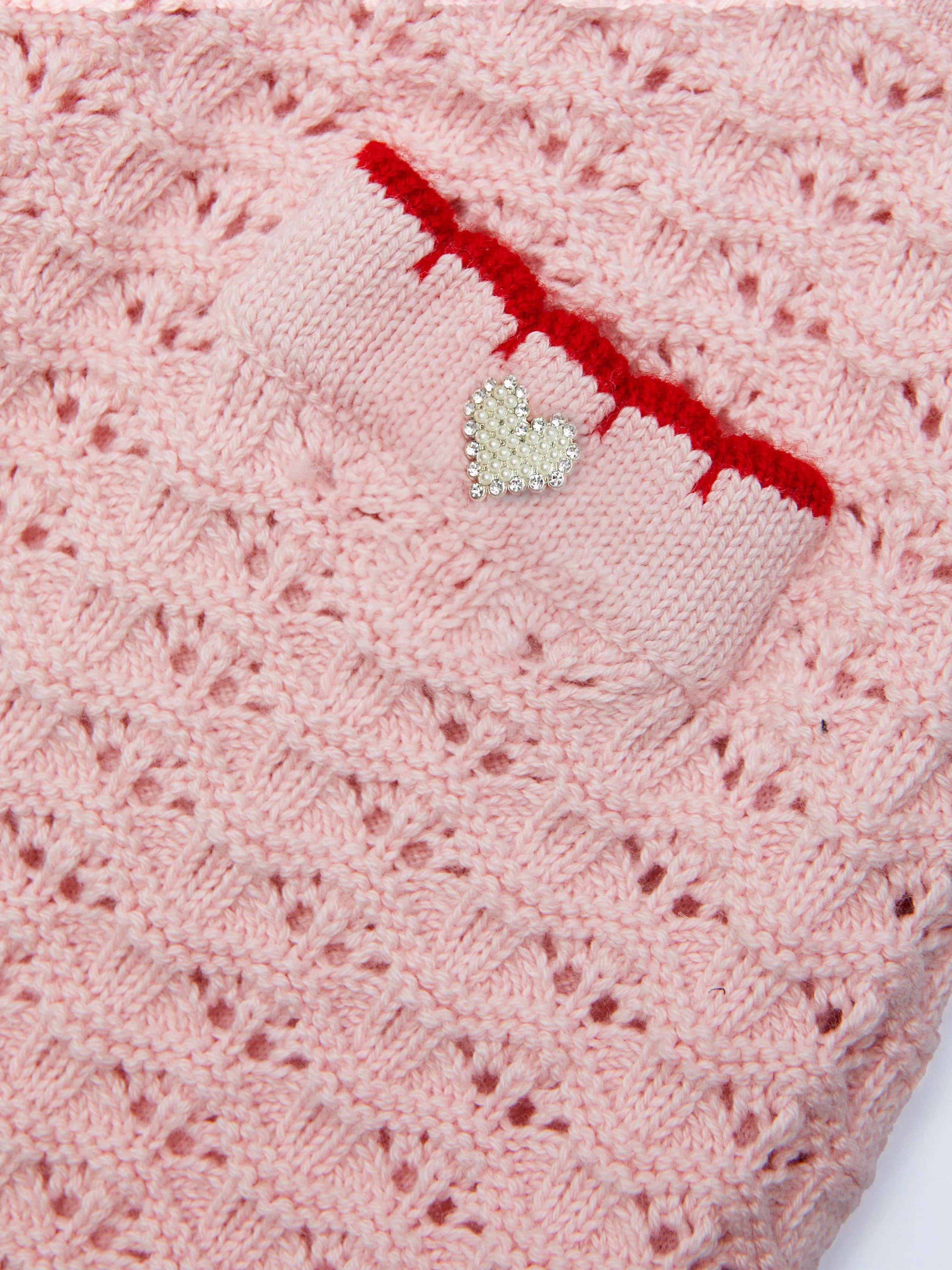 Girls Textured Knit Heart Detail Skirt in Pink 2025 Online