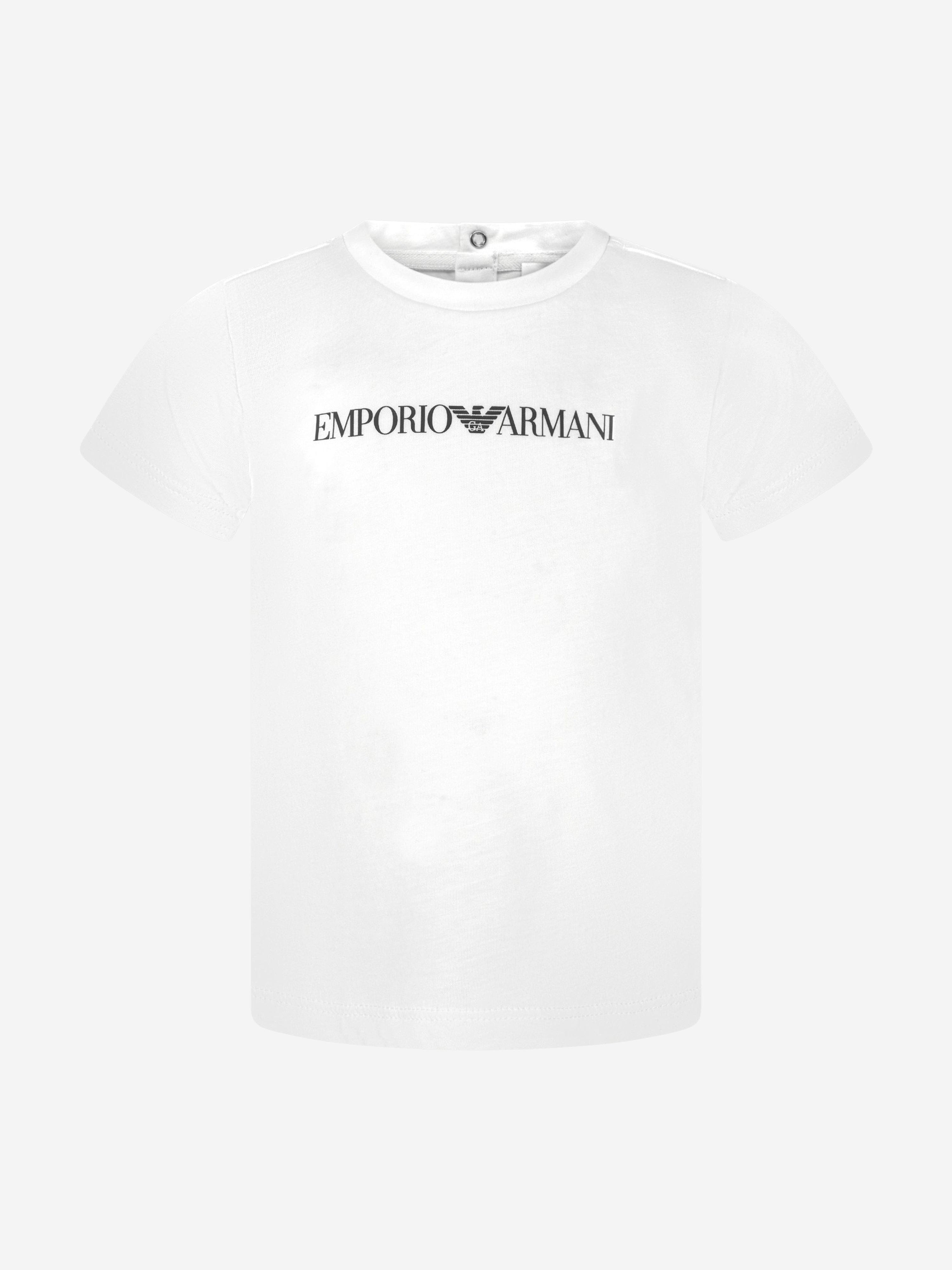 Emporio Armani Baby Boys Logo T-Shirt in White Deals Online