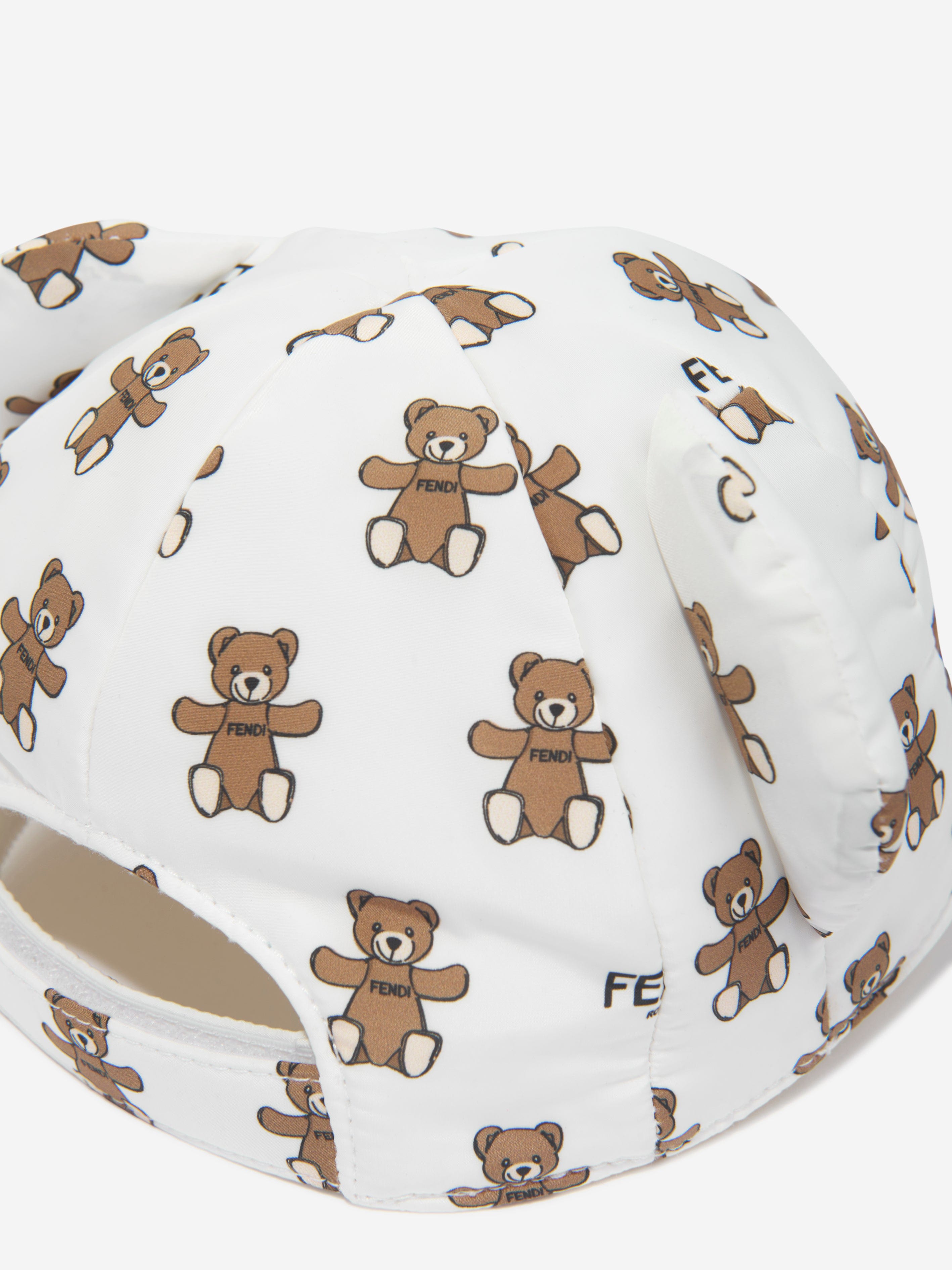 Fendi Baby Teddy Bear Cap in Ivory Free Shipping
