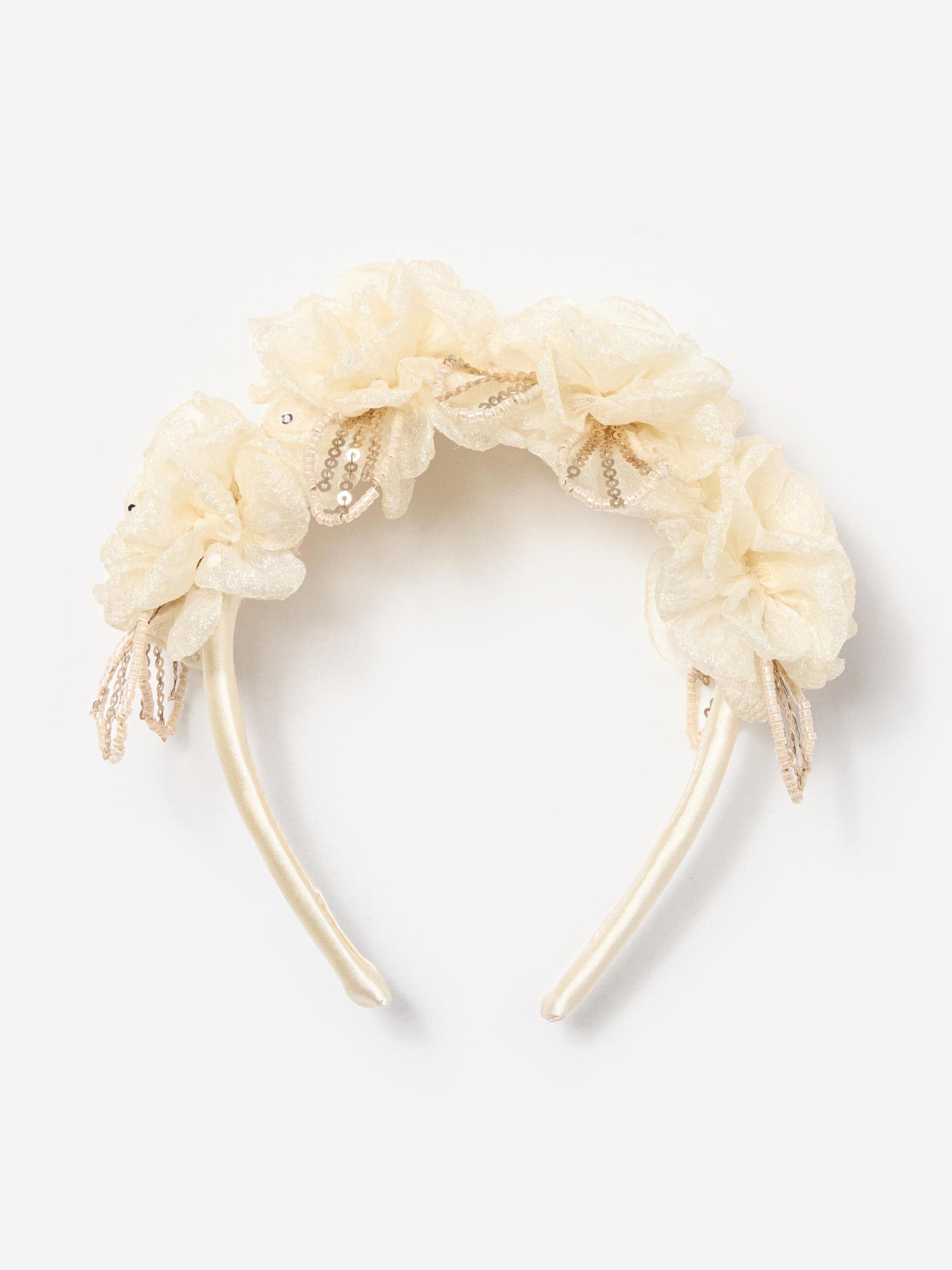 Girls Sequin Tulle Headband in Ivory Online Cheap Online