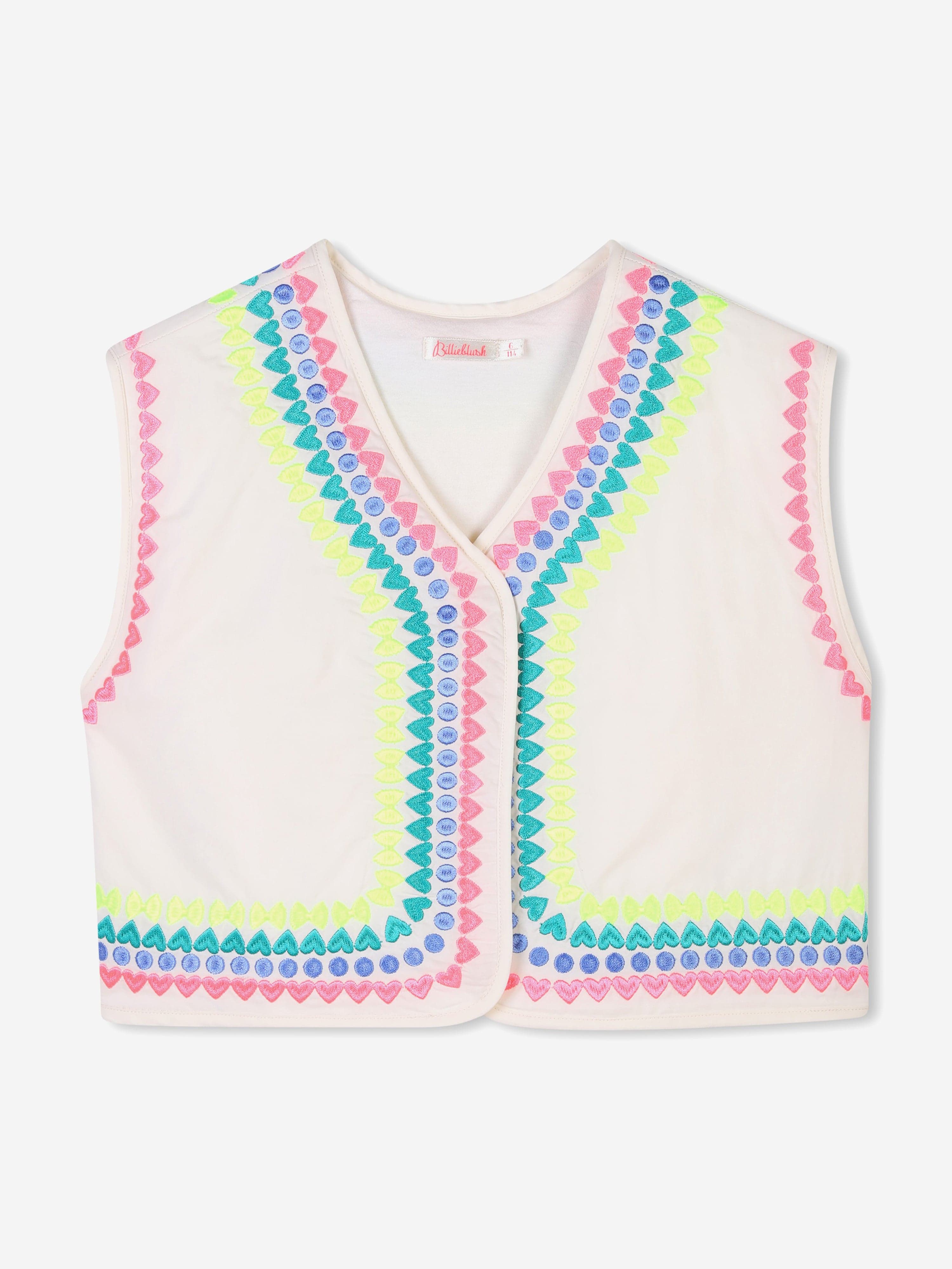 Girls Embroidered Gilet in Ivory Discounts