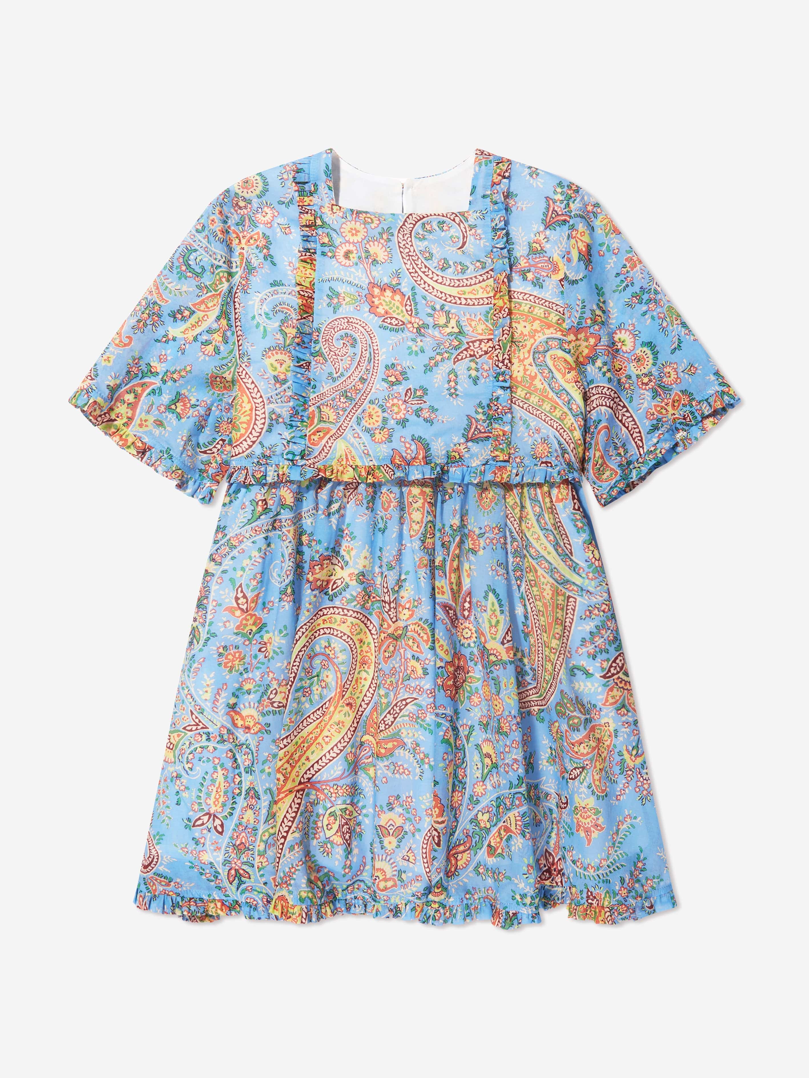 Etro Girls Floral Paisley Dress in Bluw Outlet Best Pices