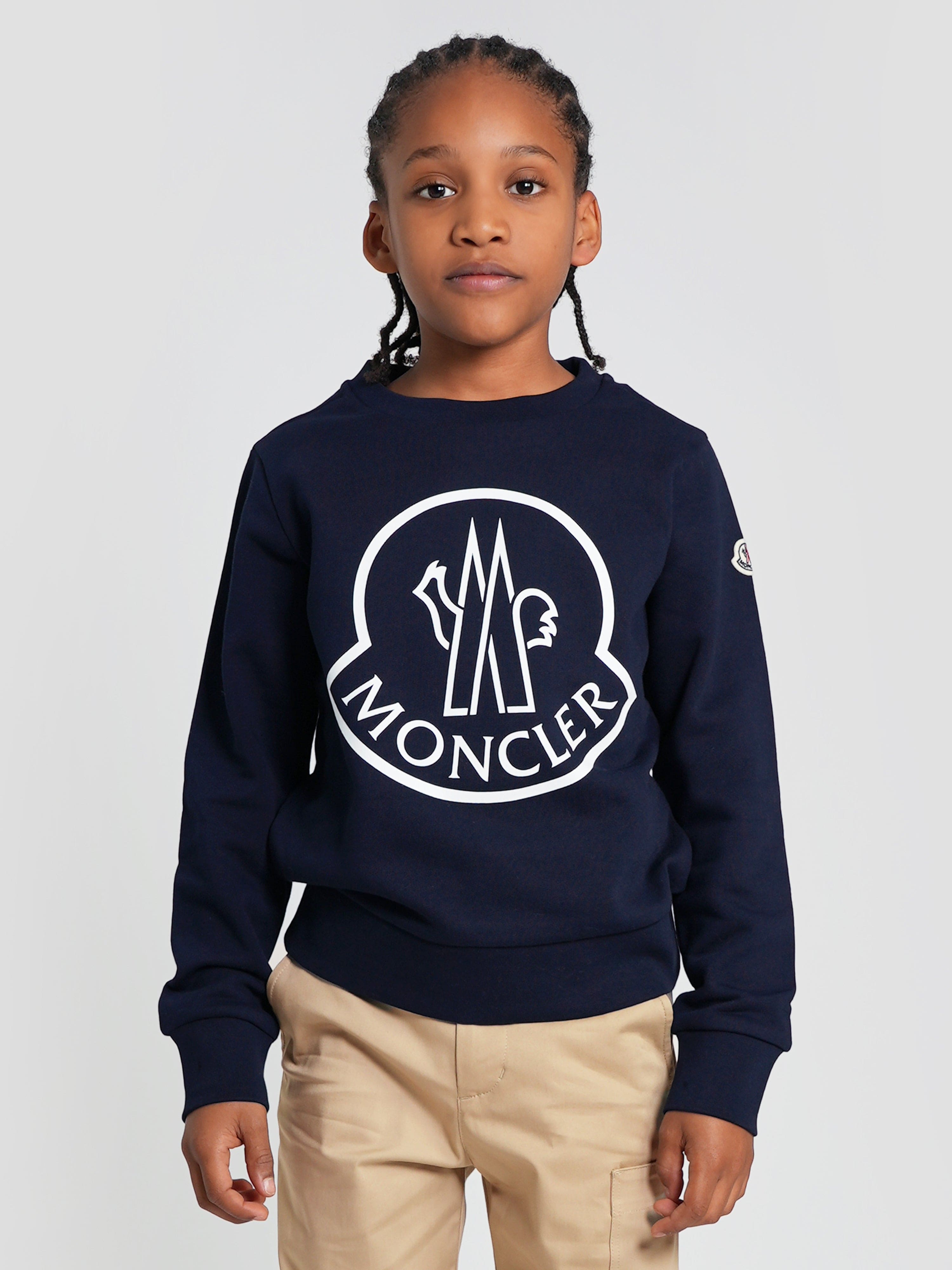 Moncler Enfant Boys Logo Sweatshirt in Navy Pictures Online
