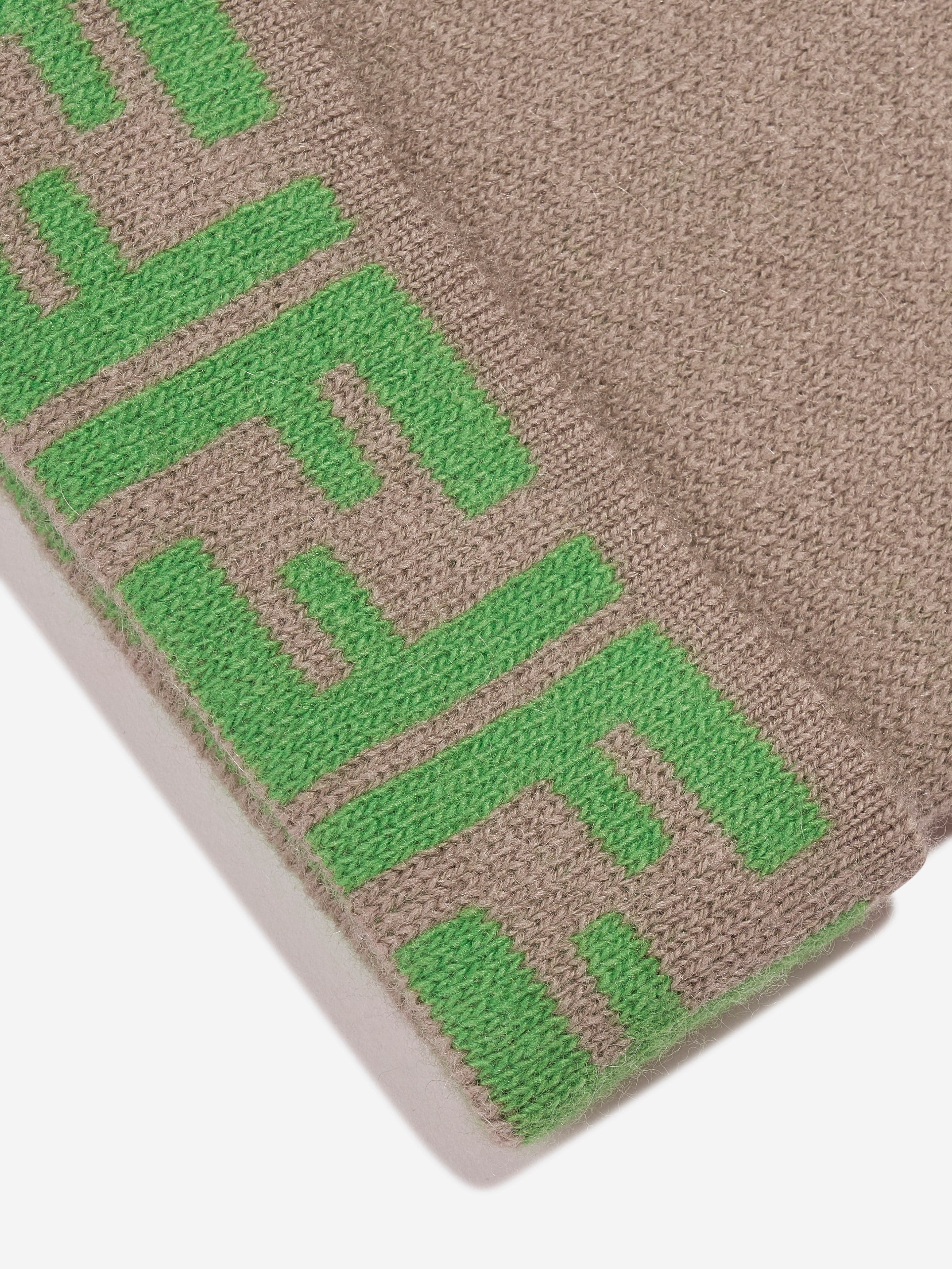 Fendi Kids FF Logo Reversible Beanie in Beige Outlet Clearance