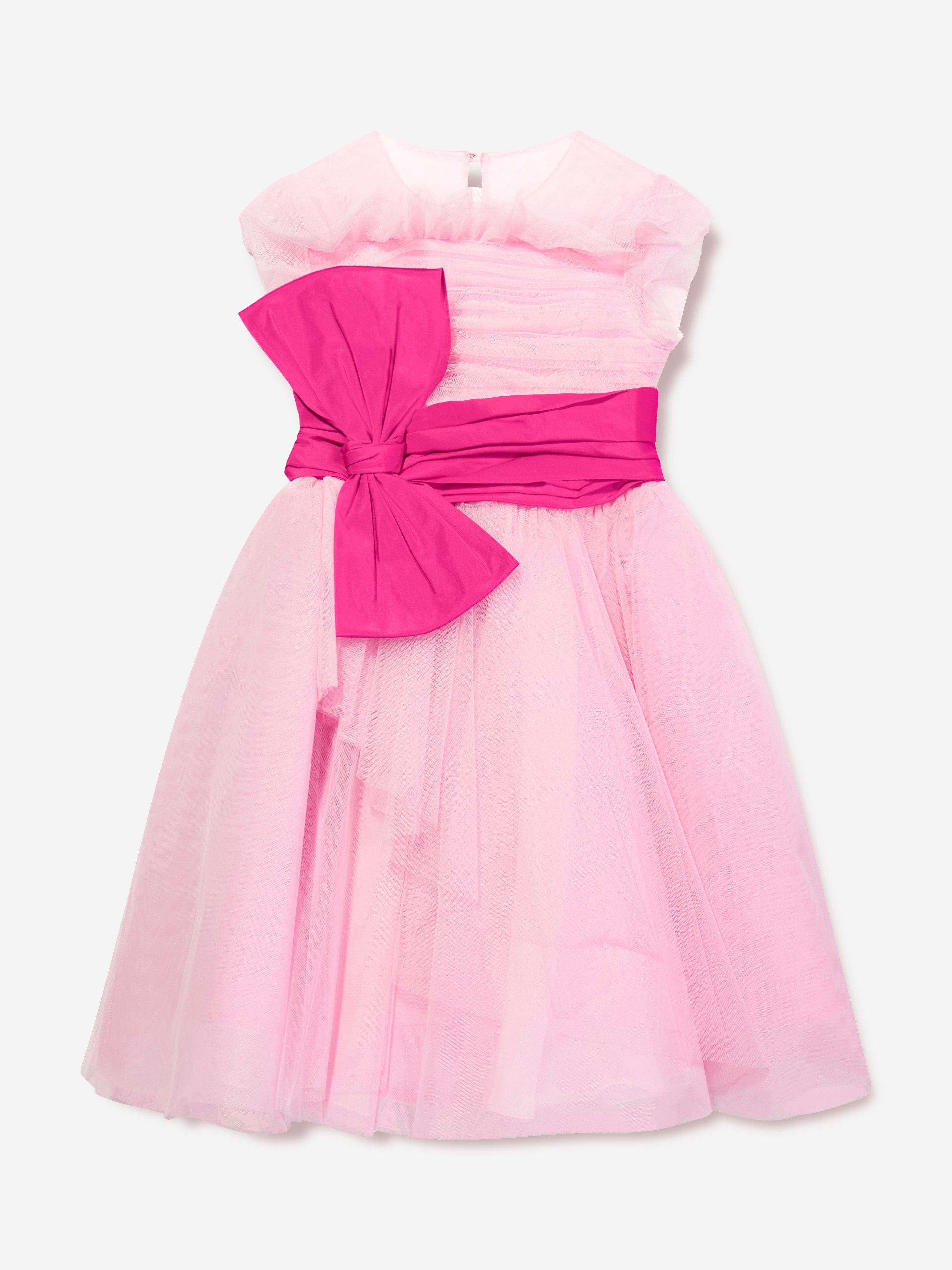 Marchesa Girls Taffeta Belt Tulle Occasion Dress in Pink Cheap Affordable
