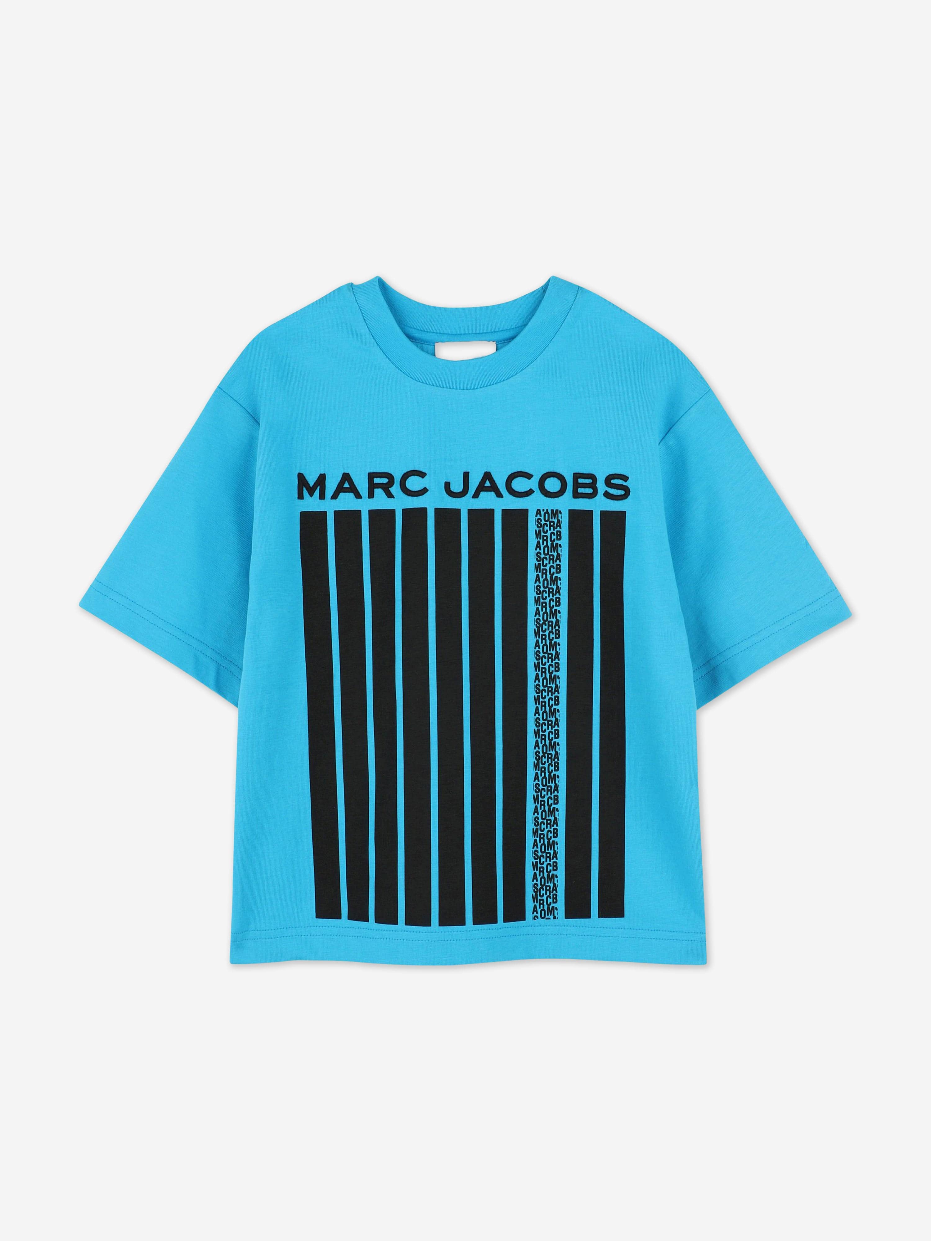 Boys Striped Logo Print T-Shirt in Blue Sale Deals