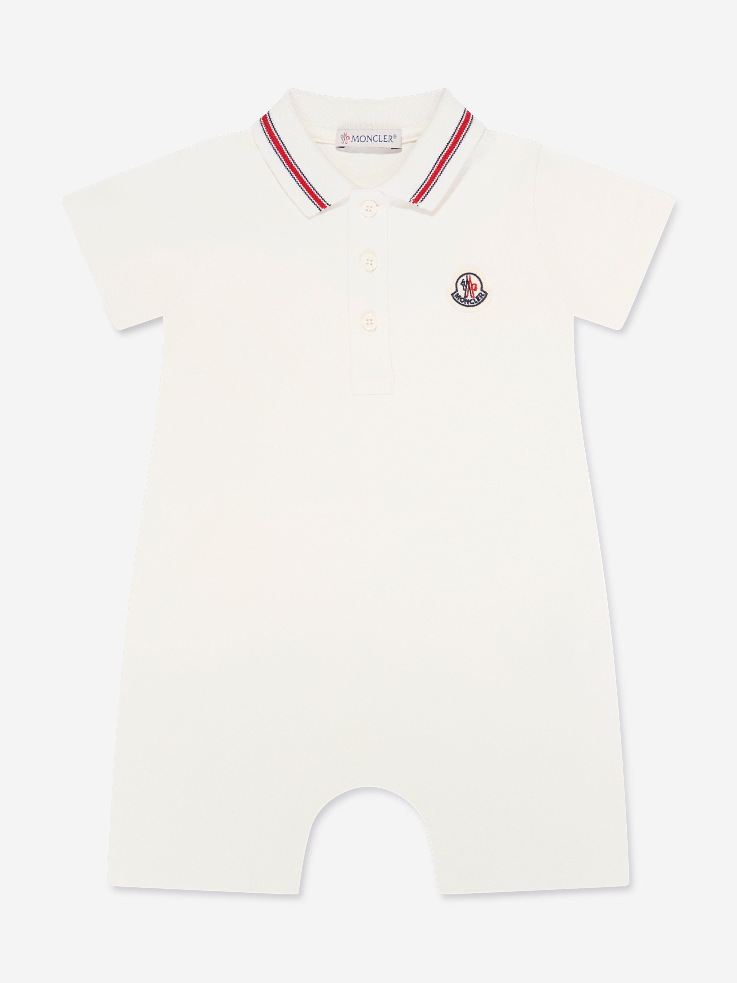 Moncler Enfant Baby Boys Polo Romper in White Authentic