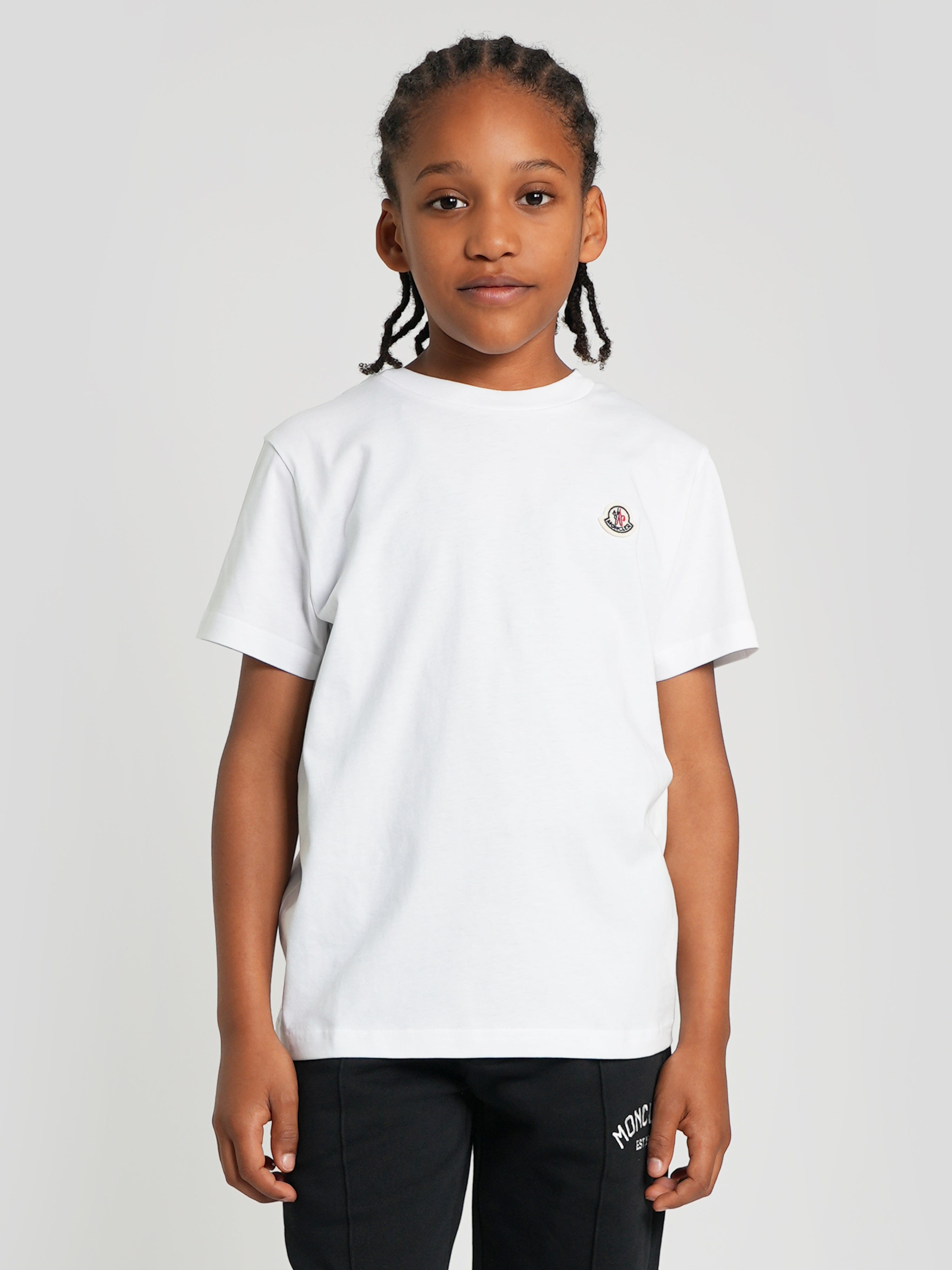 Moncler Enfant Boys Logo T-Shirt in White Cheap Sale Outlet Locations