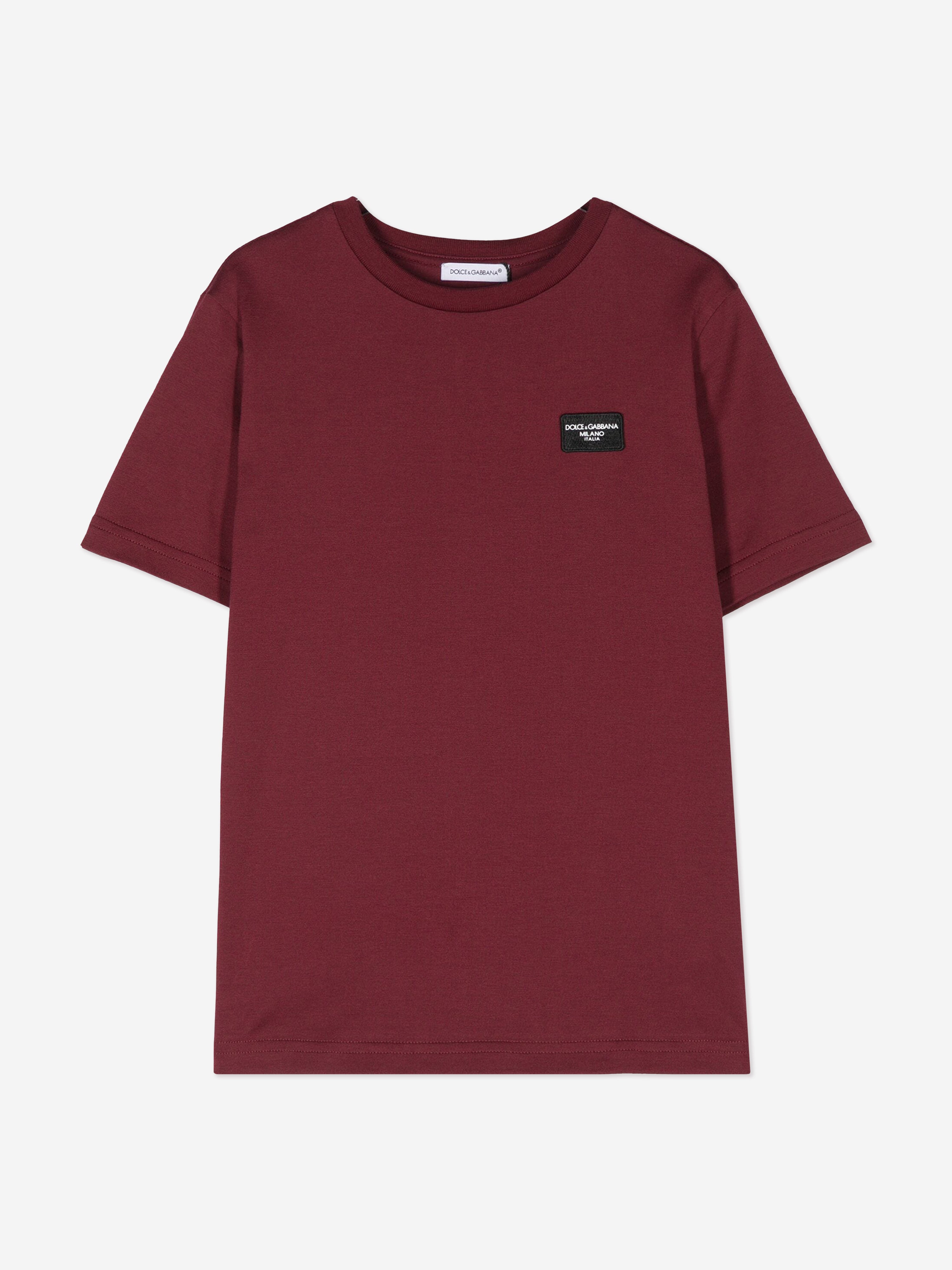 Dolce & Gabbana Boys Logo Label T-Shirt in Red Free Shipping Hot Sale