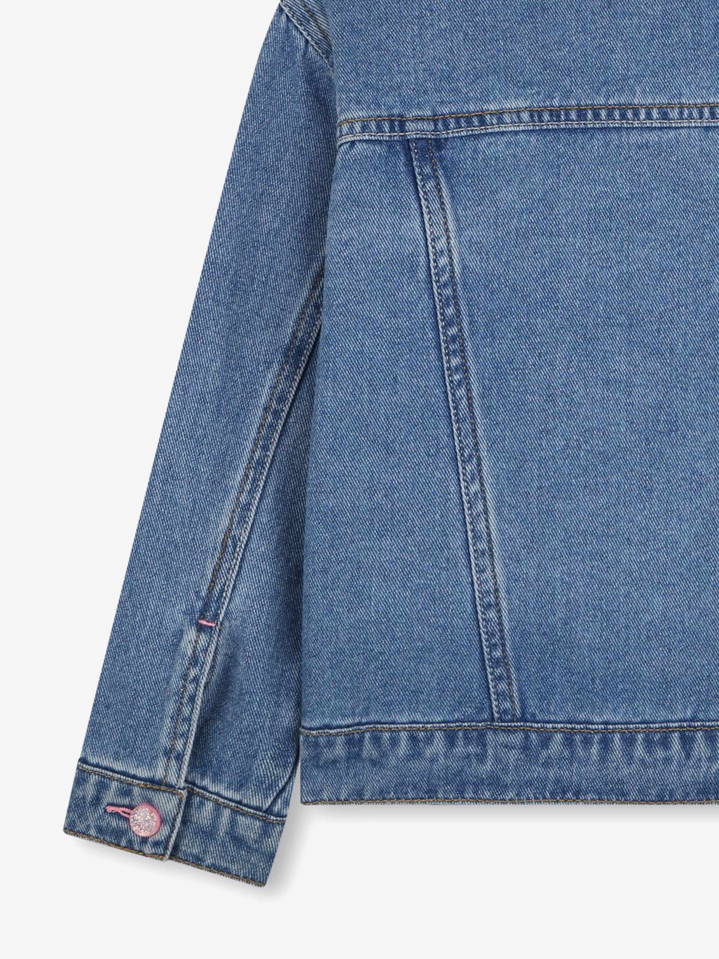 Girls Sequin Pocket Denim Jacket in Blue Outlet 2025 Newest