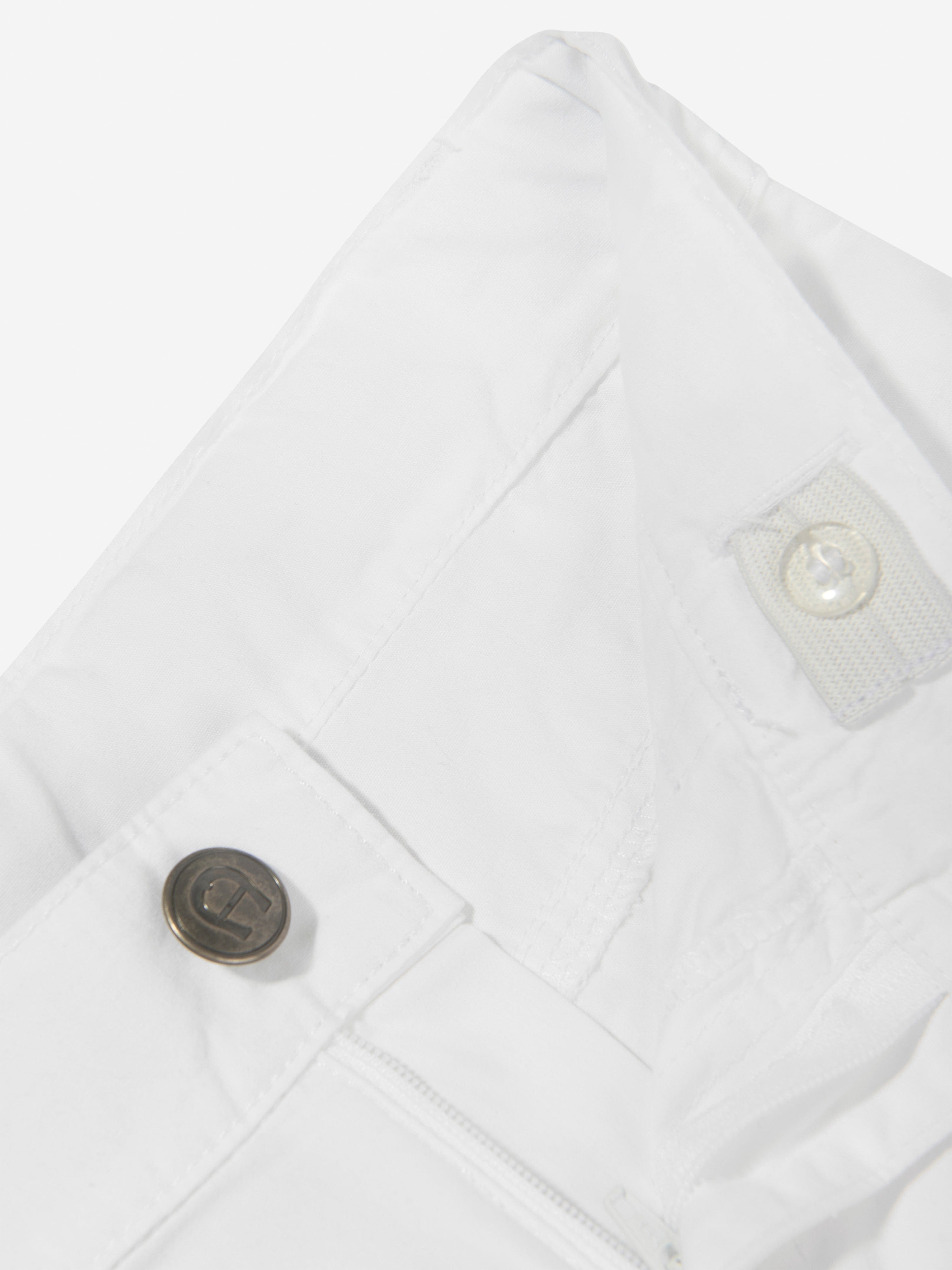 Aigner Boys Logo Badge Poplin Shorts in White Fashionable