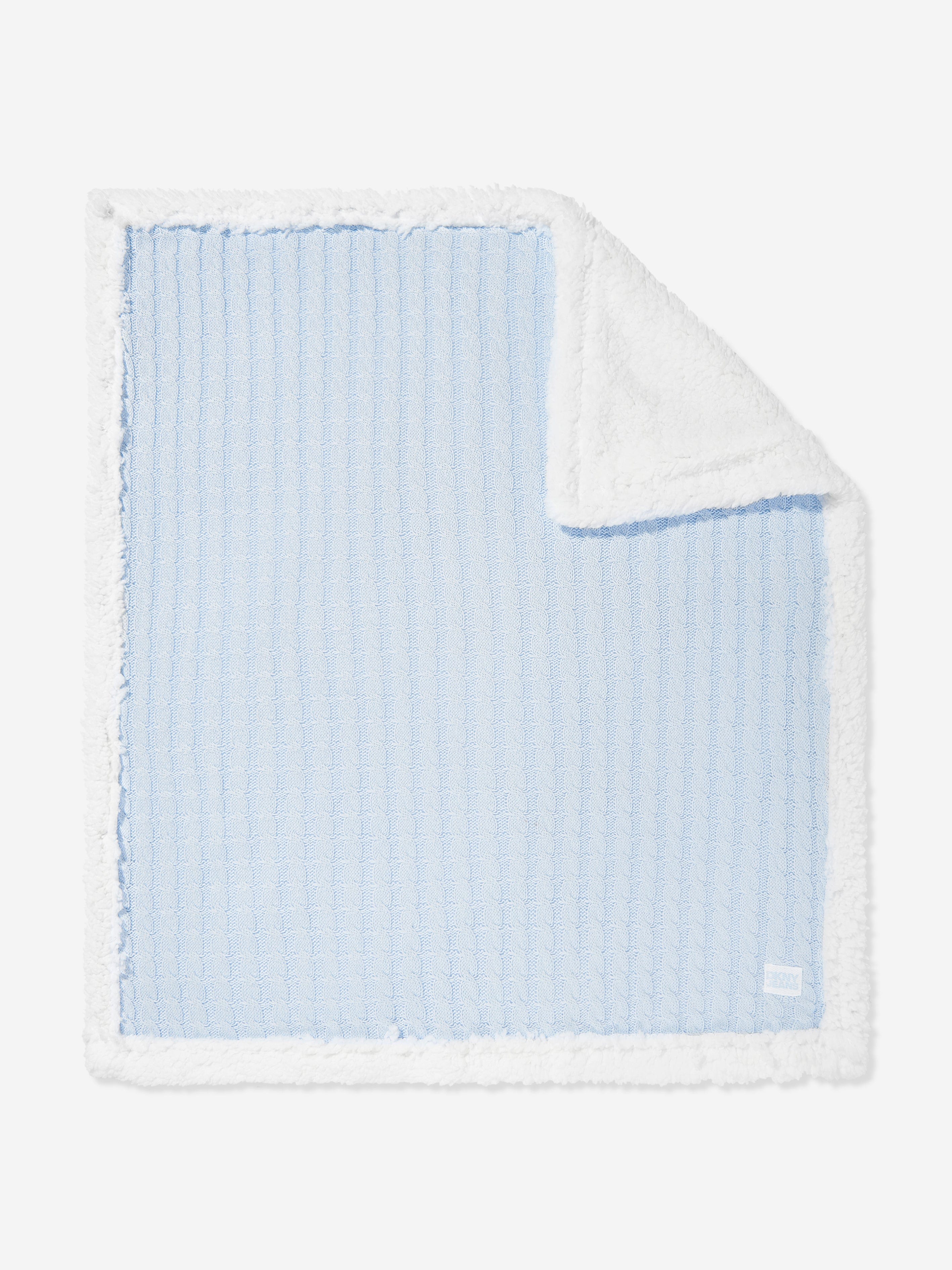 DKNY Baby Boys Sherpa Fleece Blanket in Blue (90cm) Clearance Geniue Stockist