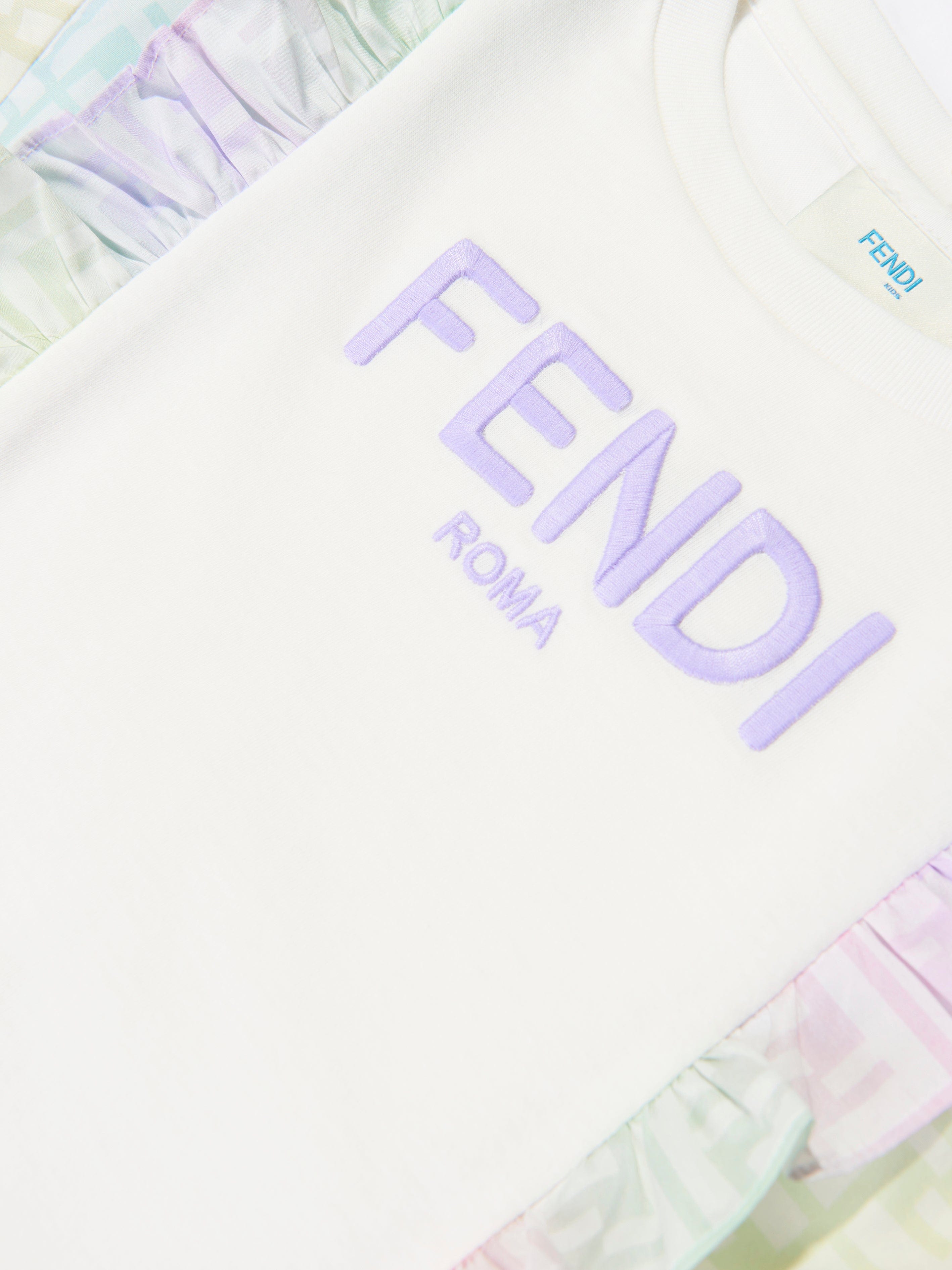 Fendi Girls FF Logo Metaverse Dress in White Free Shipping Finishline