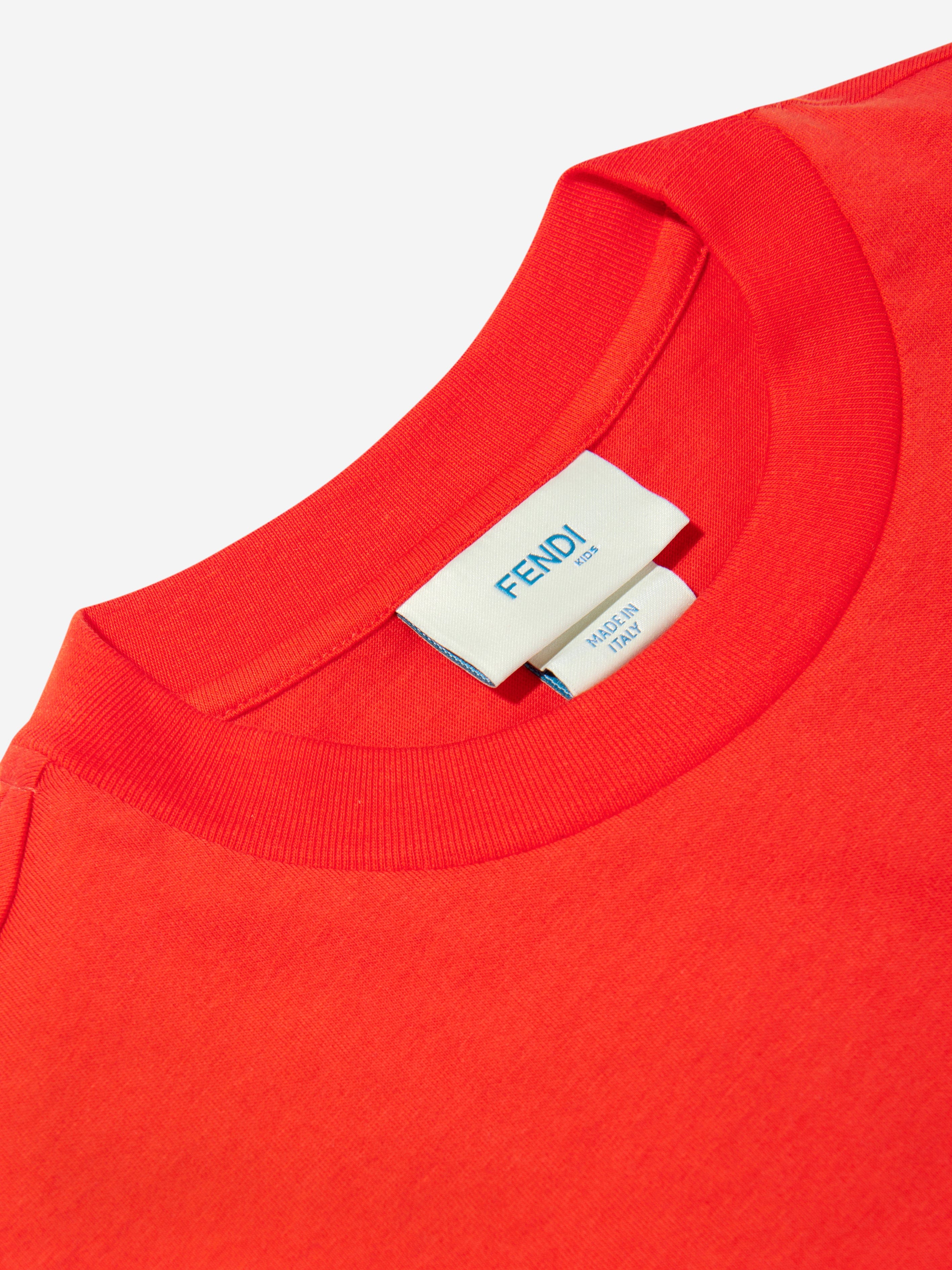 Fendi Kids Logo T-Shirt in Red Buy Cheap Websites