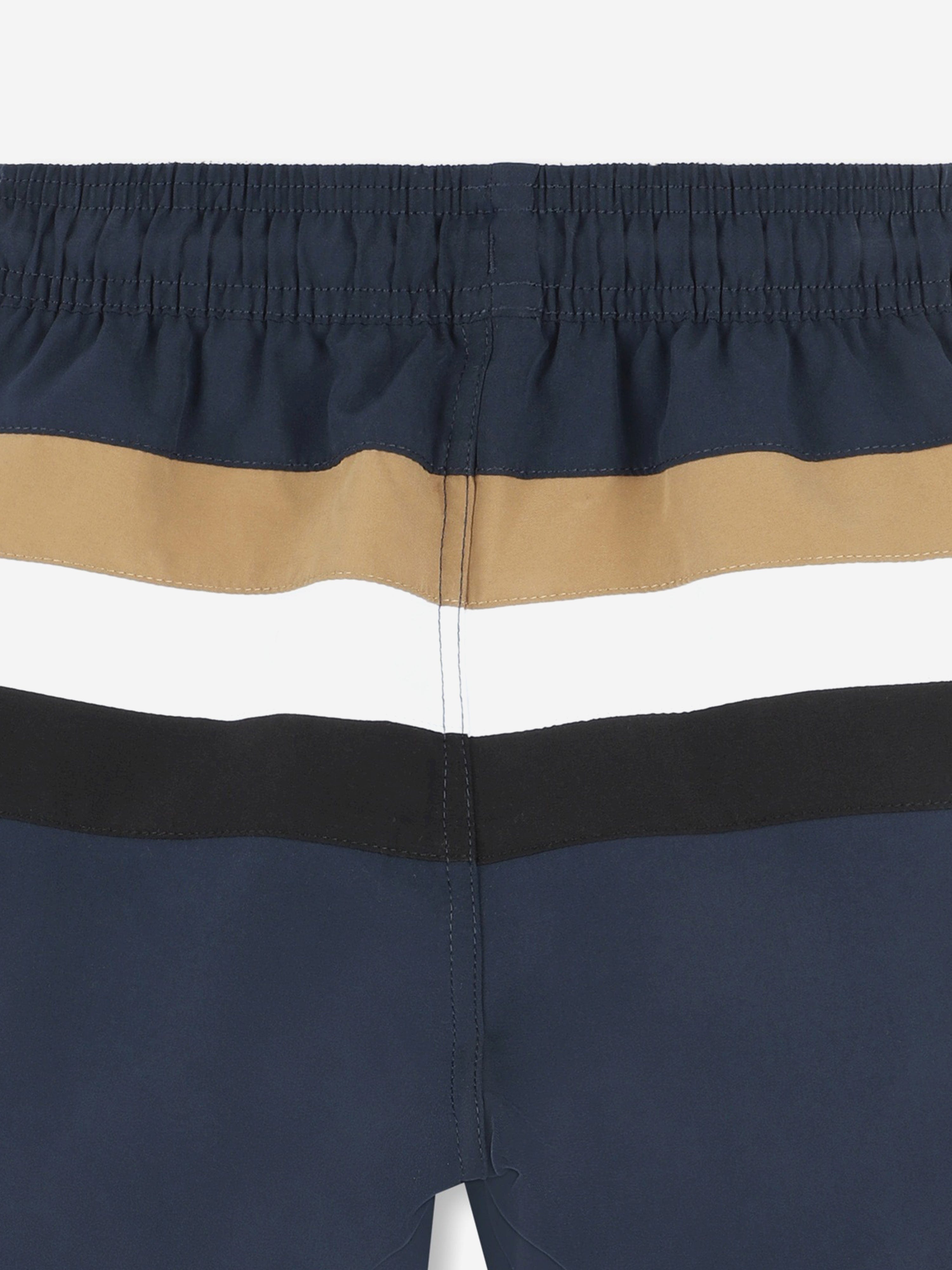 BOSS Boys Striped Swim Shorts in Navy Clearance Genuine
