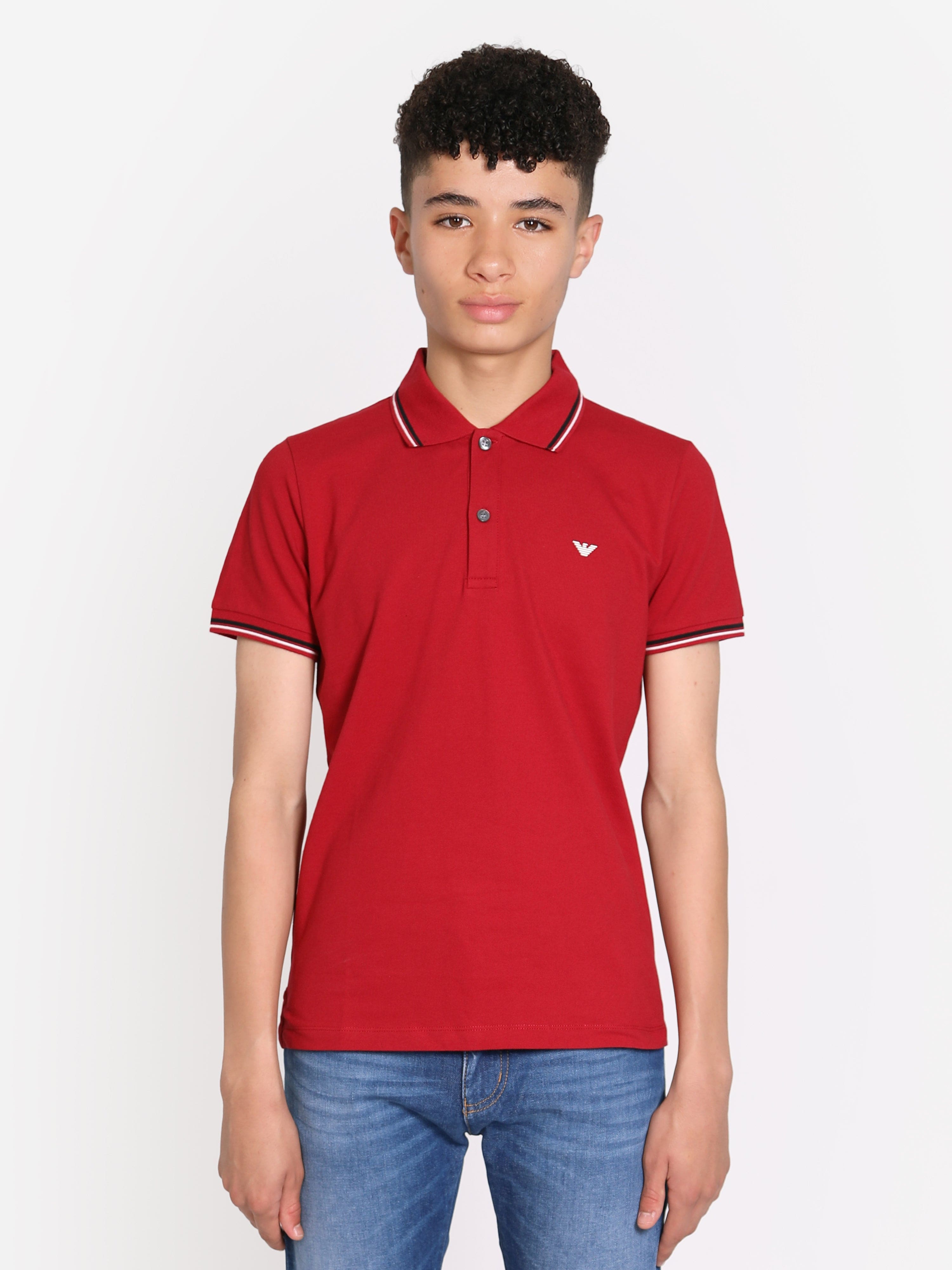 Emporio Armani Boys Logo Polo Shirt in Red Outlet Wiki