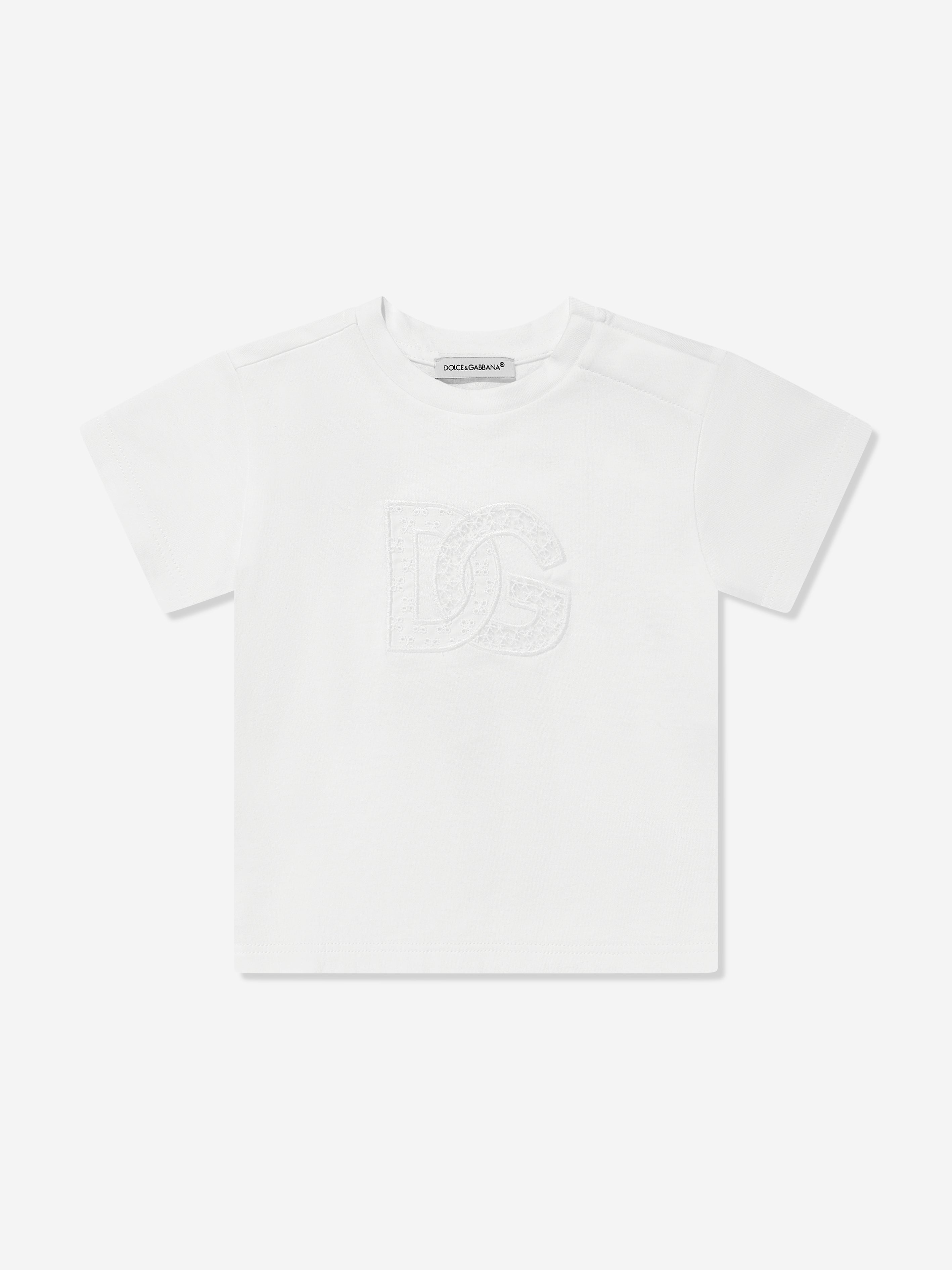 Dolce & Gabbana Baby Girls Logo T-Shirt in White Cheap Perfect