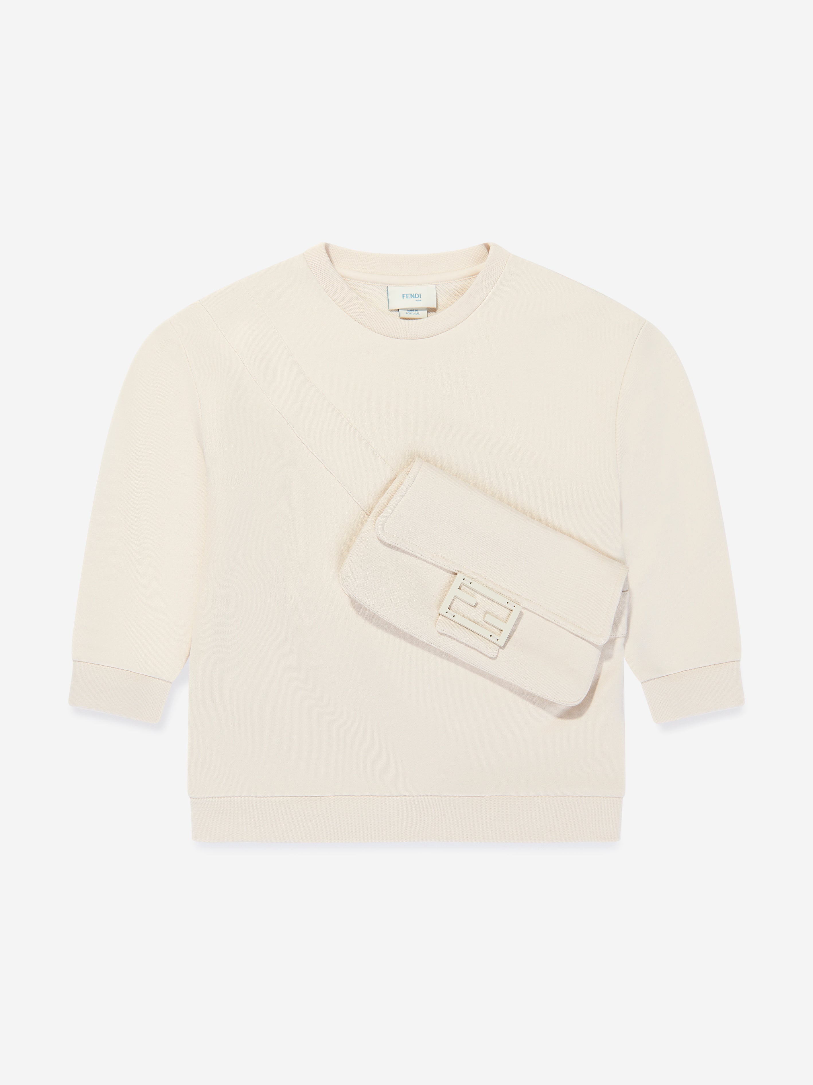 Fendi Kids Baguette Bag Sweatshirt in Beige Visa Payment Cheap Pice