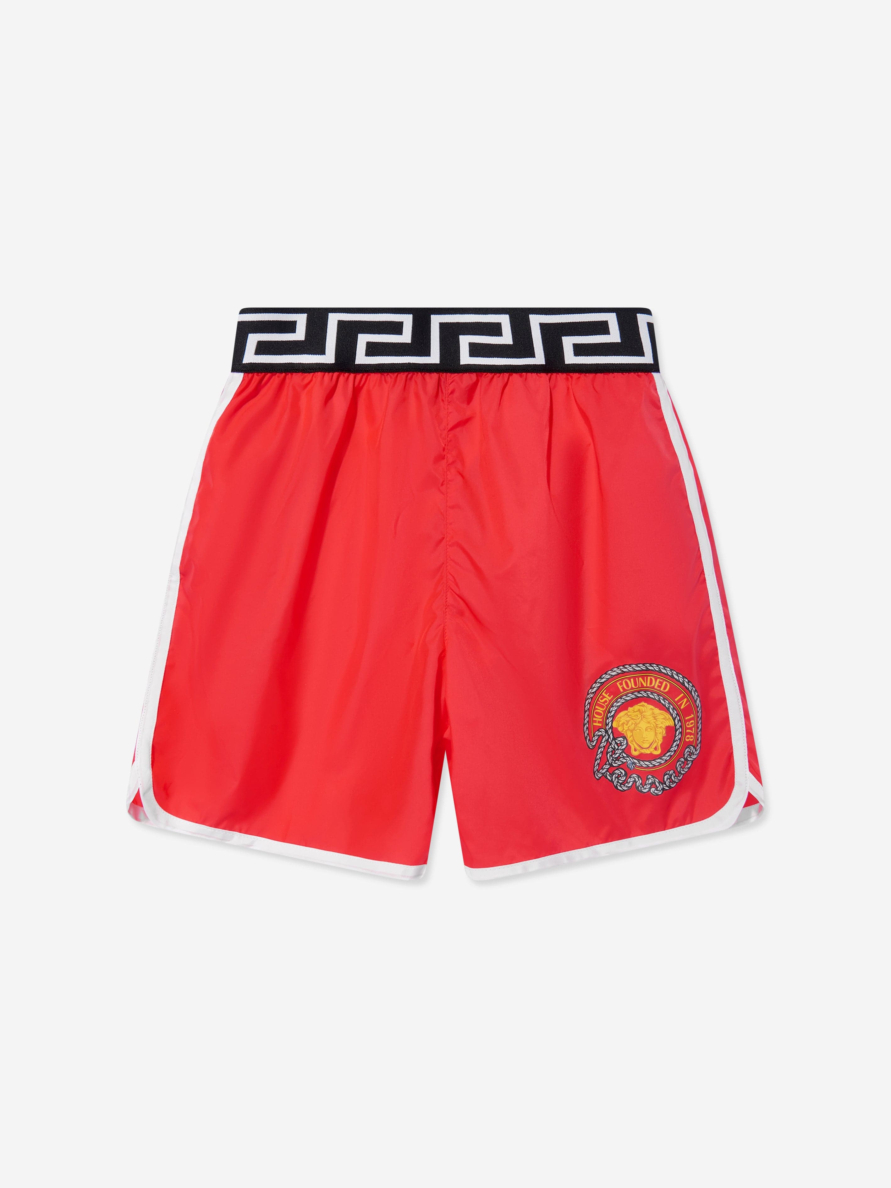 Versace Boys Anchor Crest Swim Shorts in Red 2025 New For Sale