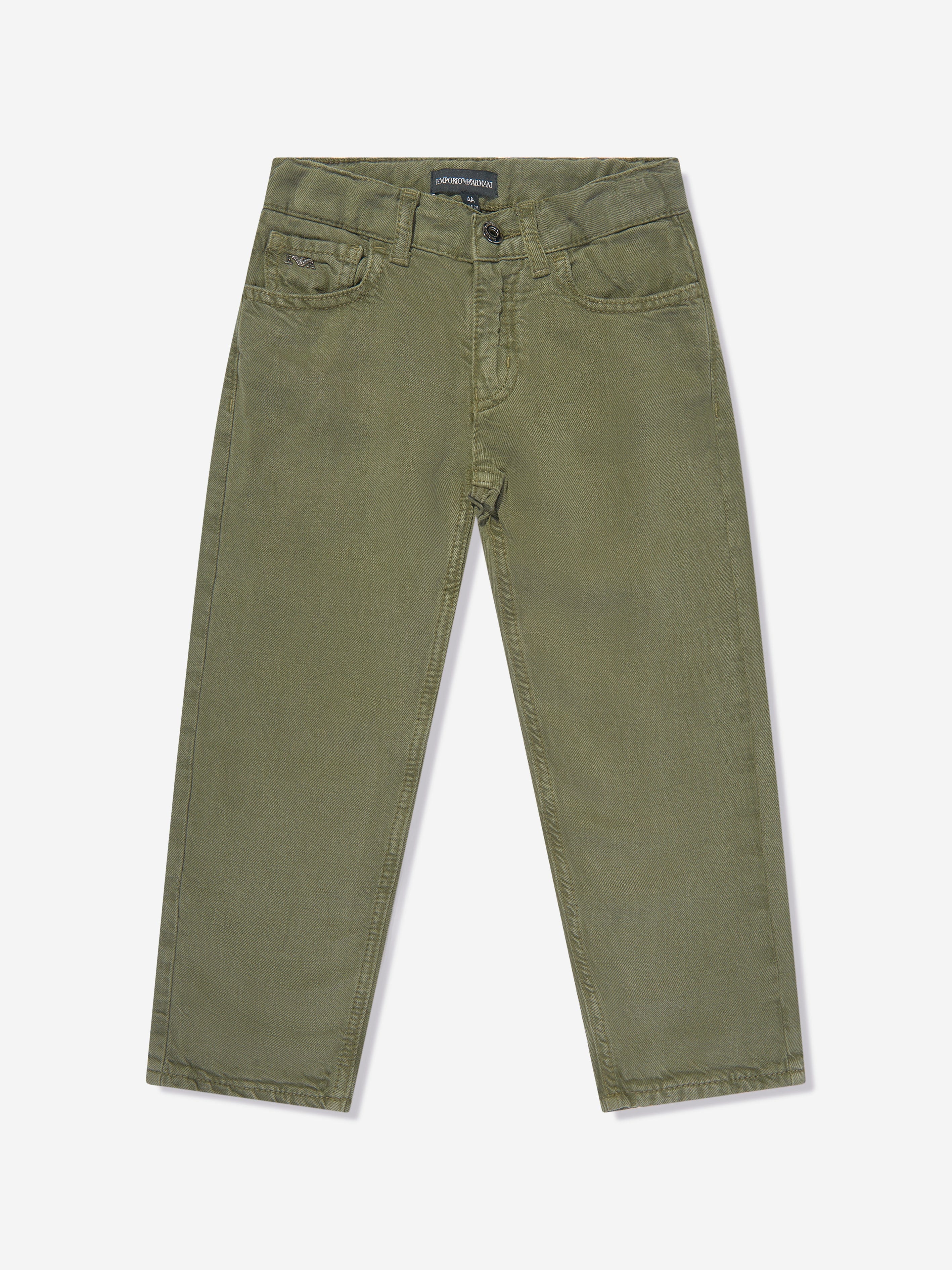 Emporio Armani Boys Linen Blend Trousers in Green Store Sale Online