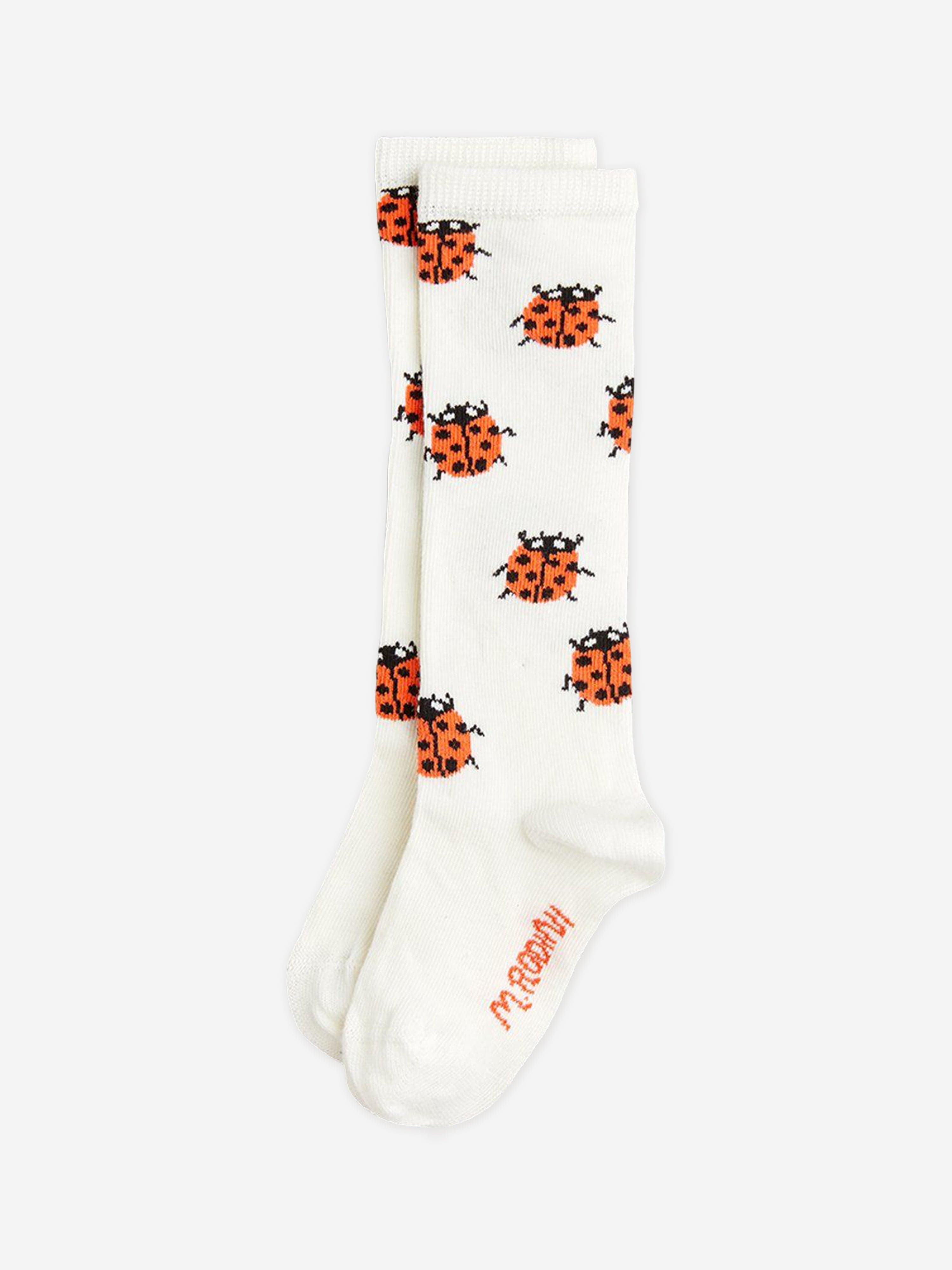 Girls Ladybugs Knee-High Socks in White Cheap Low Shipping