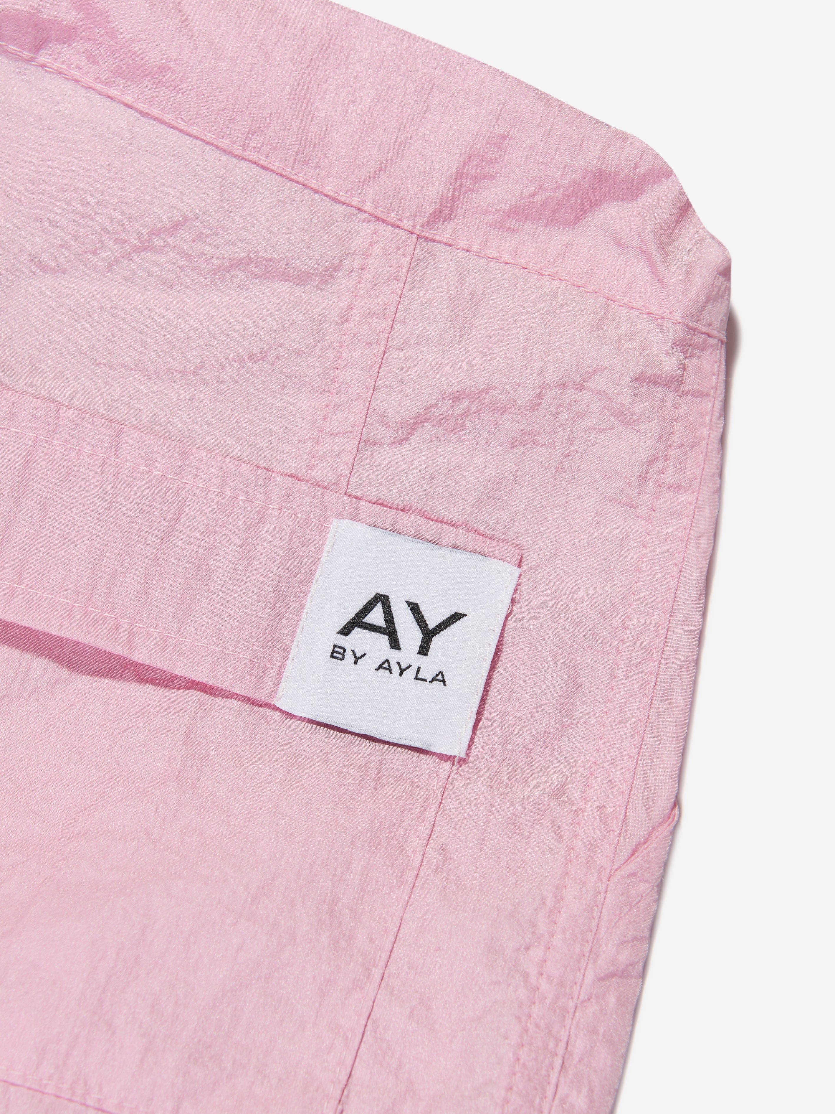 AY by AYLA Girls Nylon Cargo Trousers in Pink Excellent