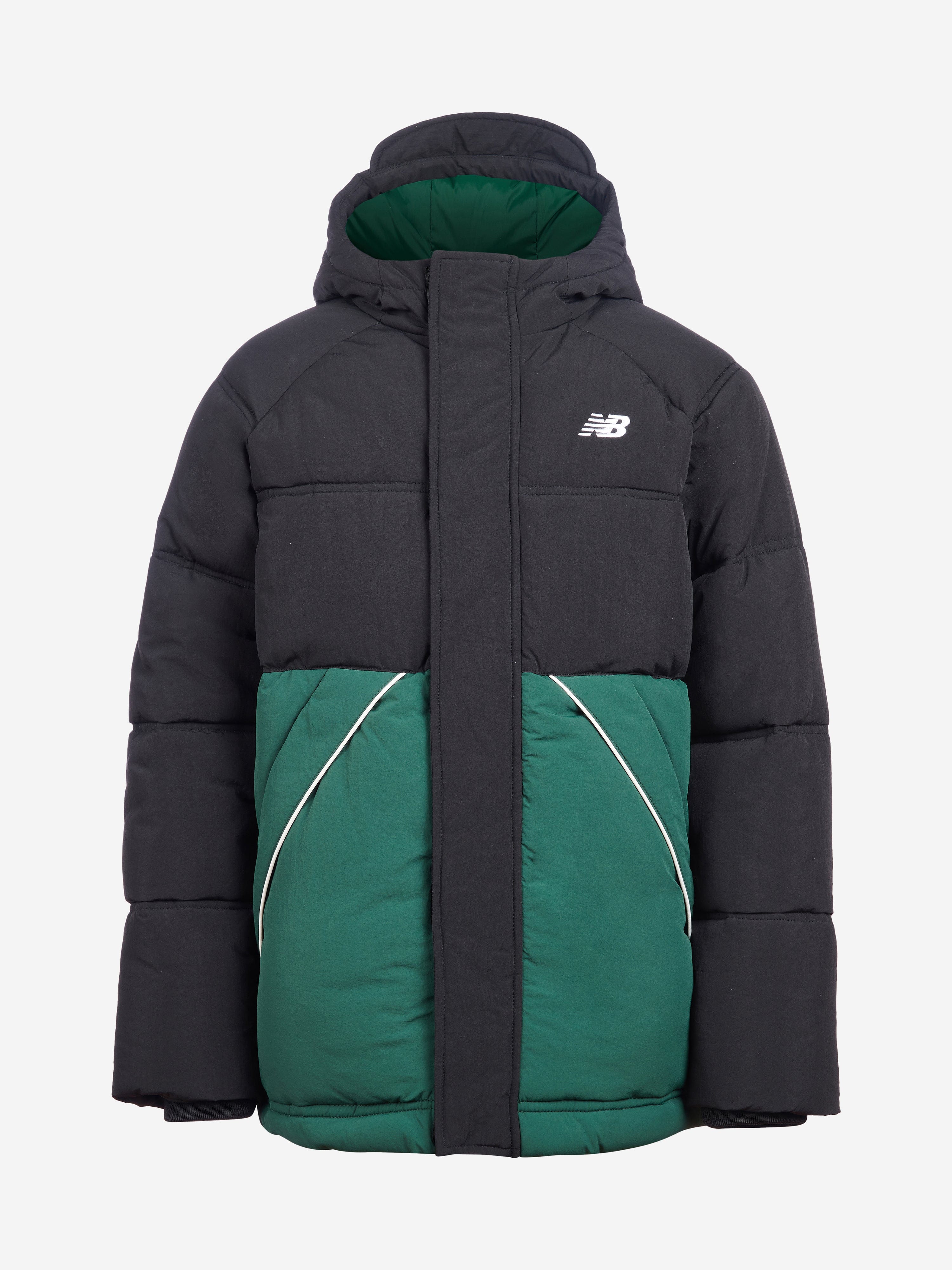 New Balance Boys Raglan Puffer Jacket in Black Clearance 2025