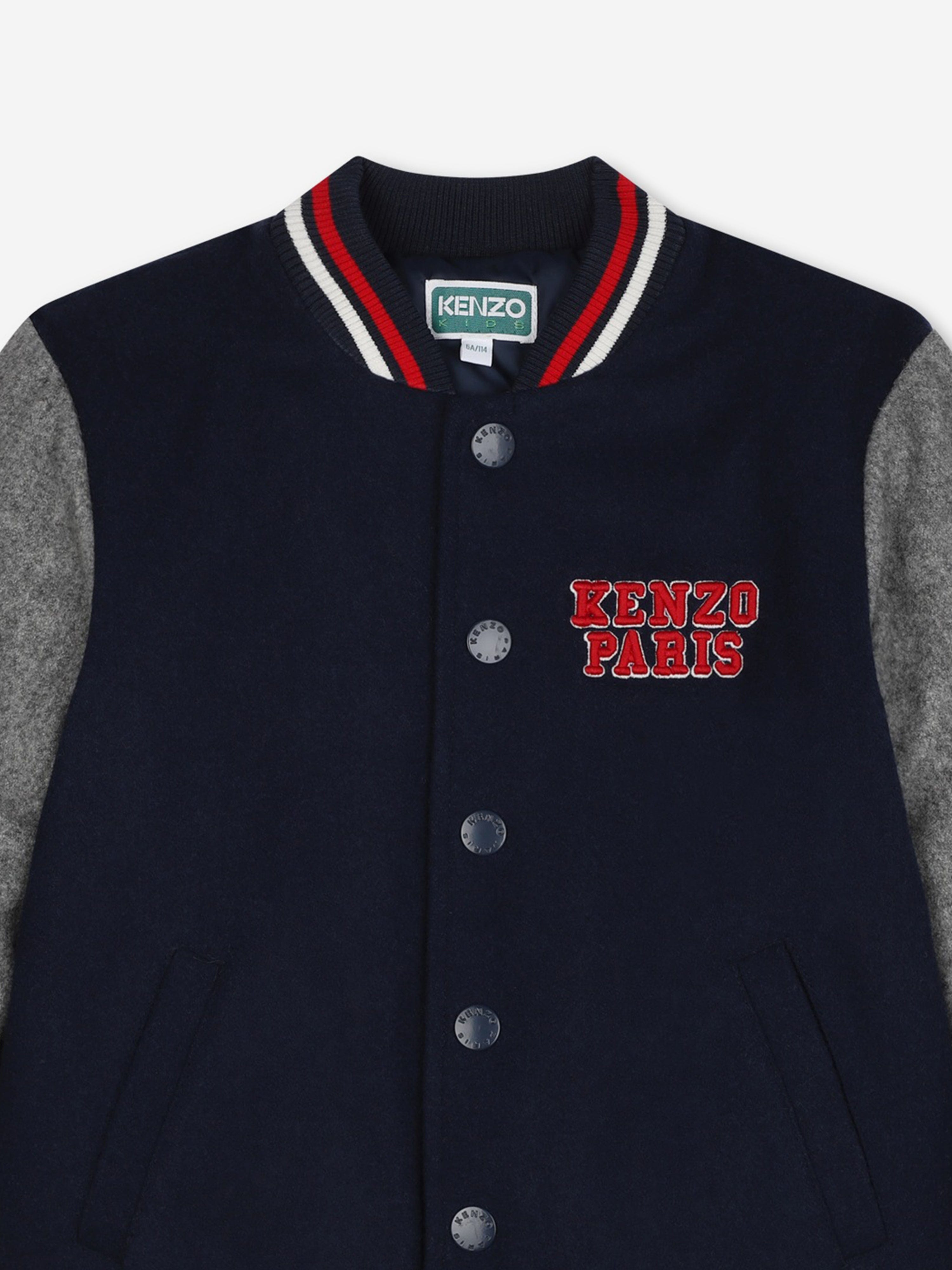 KENZO Boys Wool Bomber Jacket in Navy Cheap 100% Authentic