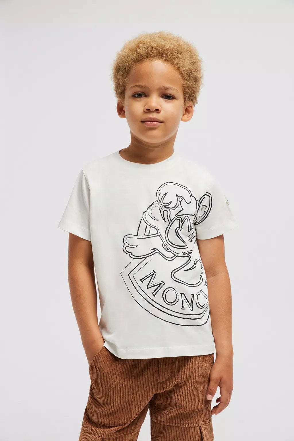 Moncler Enfant Boys Logo Print T-Shirt in White Latest Cheap Online
