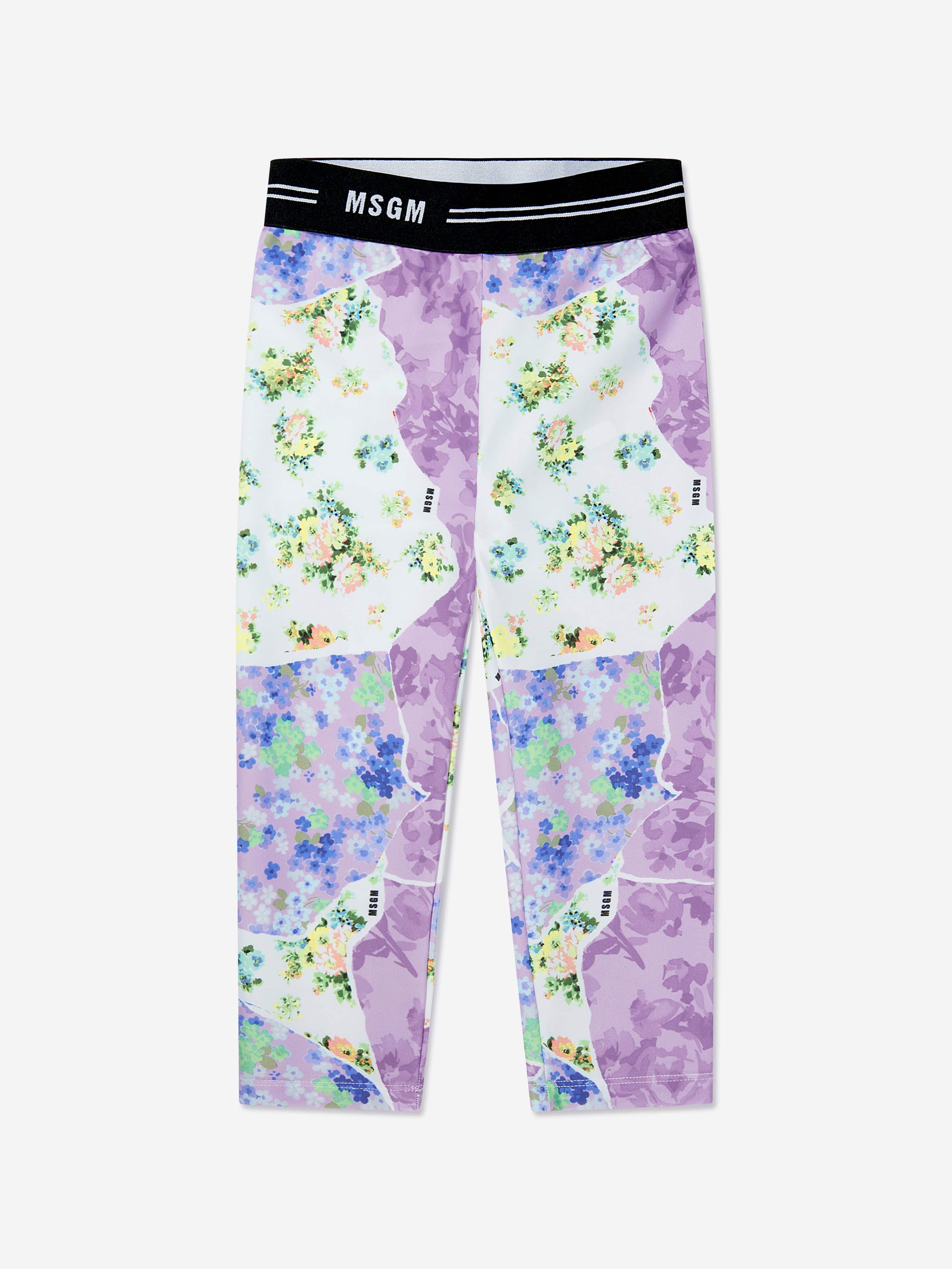 MSGM Girls Floral Leggings in Multicolour View For Sale