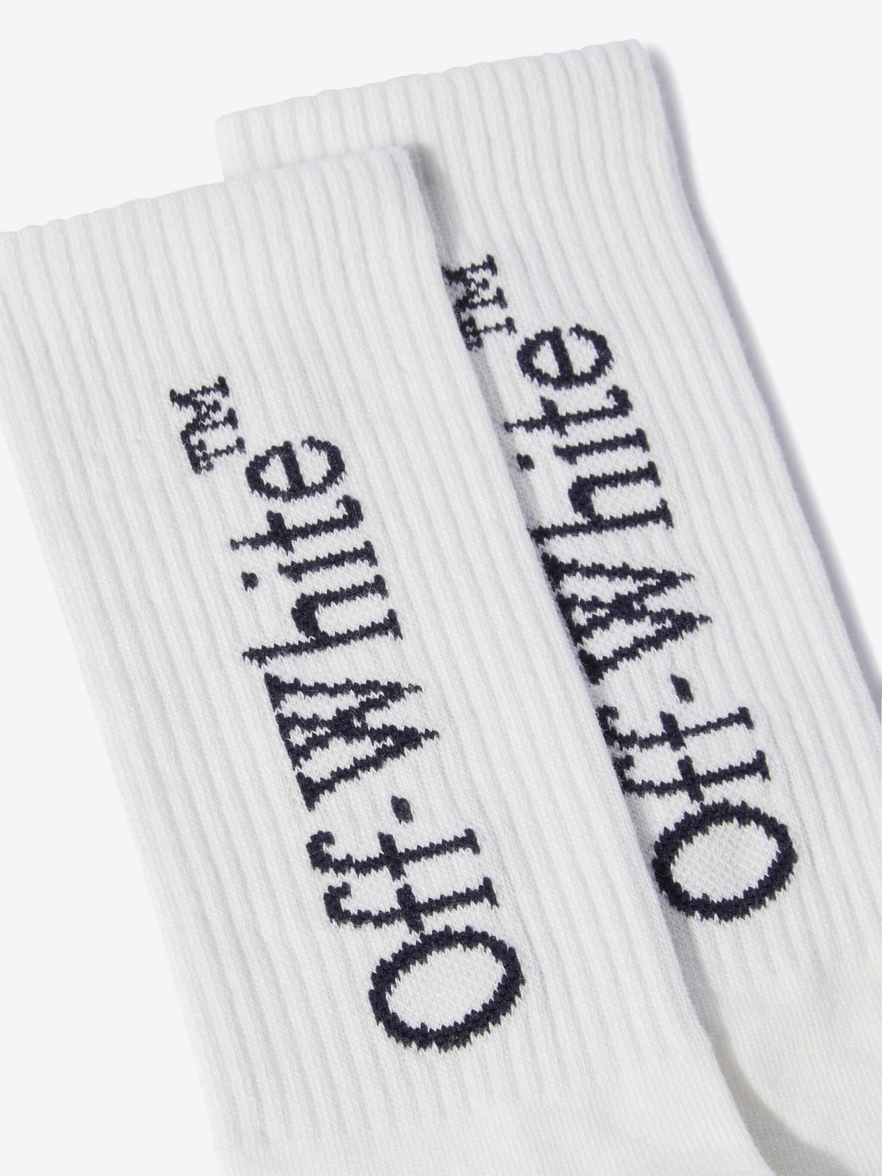 Off-White Kids Bookish Logo Socks in White Discount Eastbay