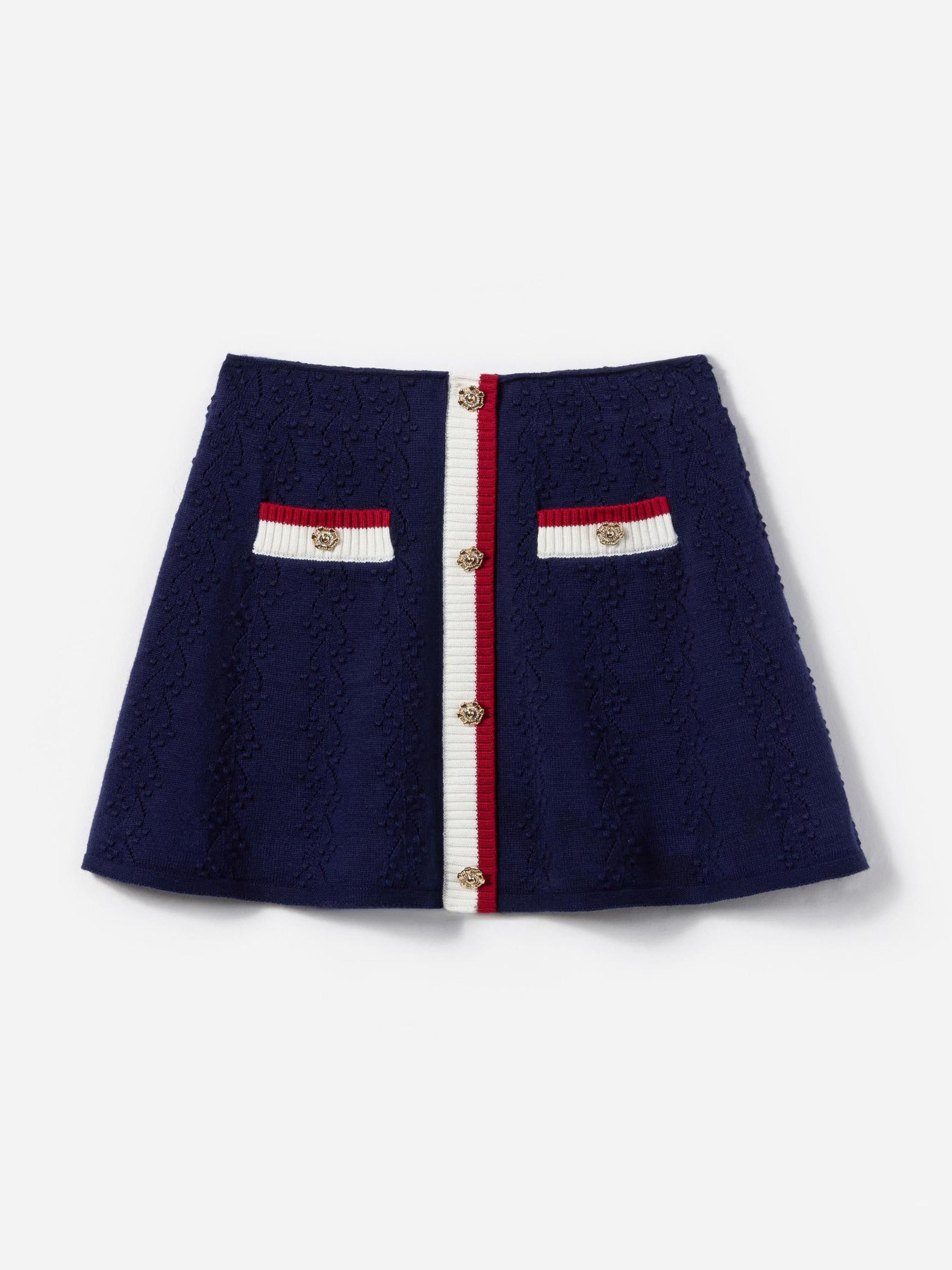Girls Textured Knit Skirt in Navy Cheap Visit