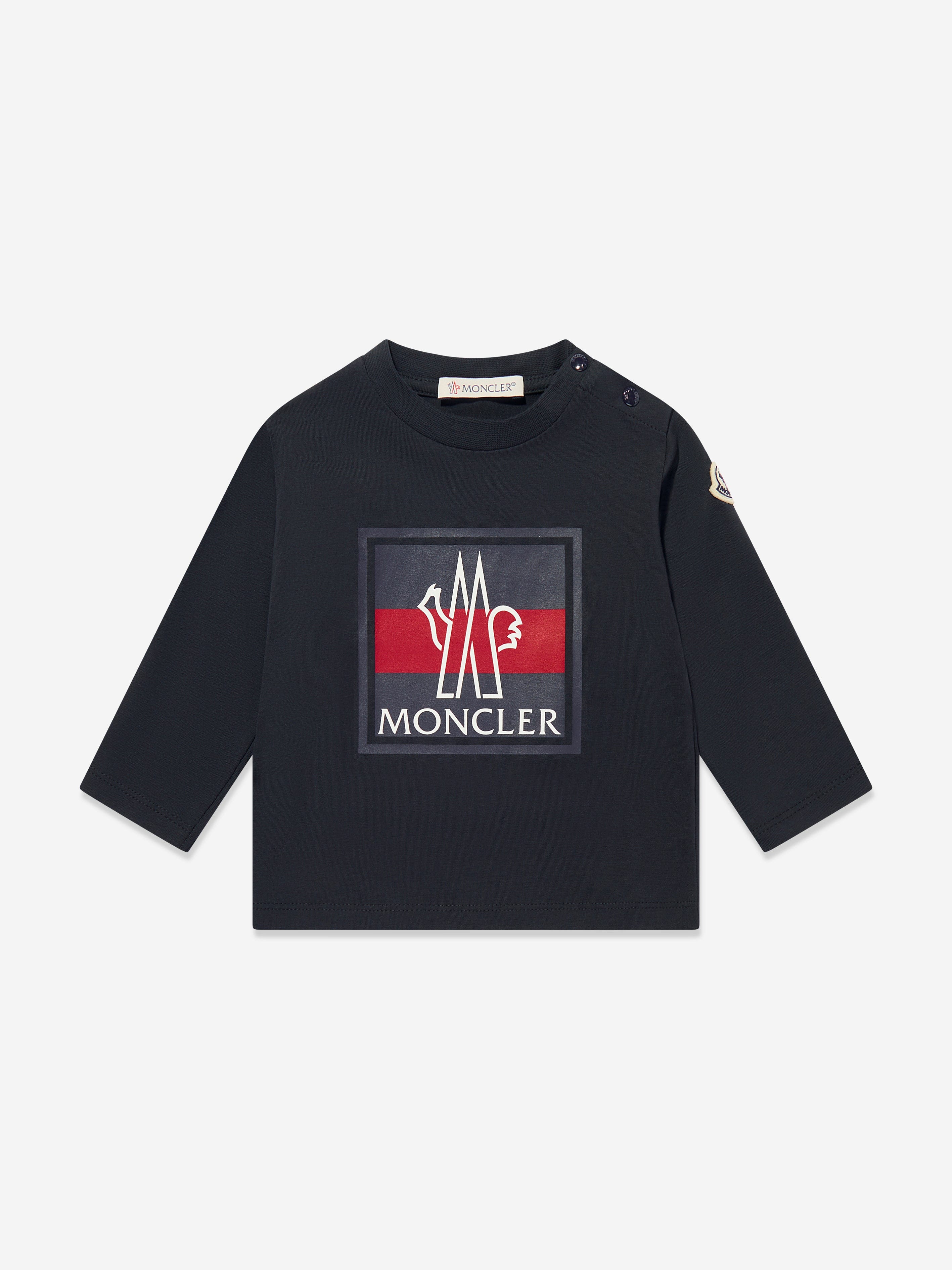Moncler Enfant Baby Boys Long Sleeve Logo T-Shirt in Navy Free Shipping Deals