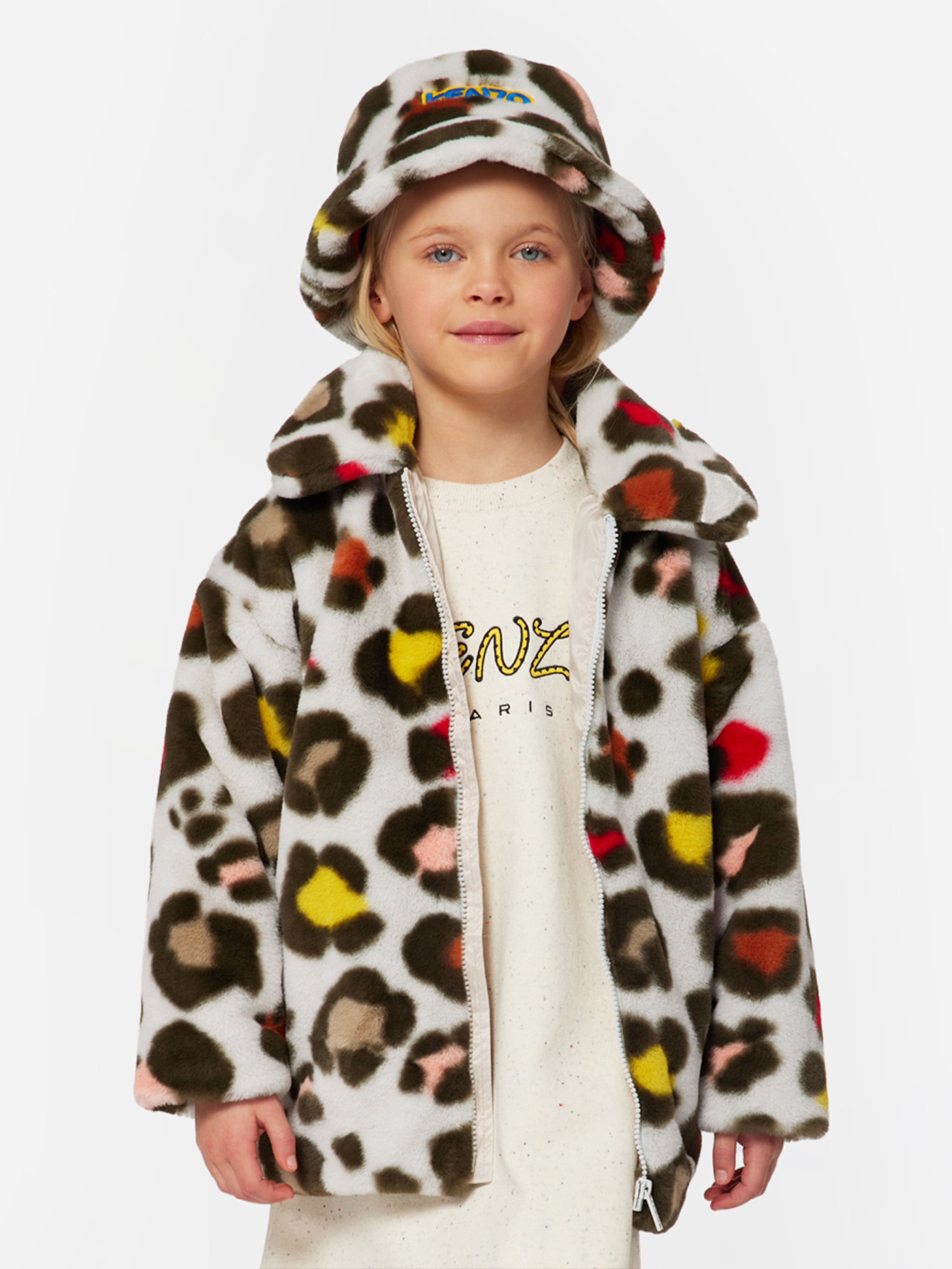 KENZO Girls Faux Fur Coat in Multicolour Sale Shop Offer