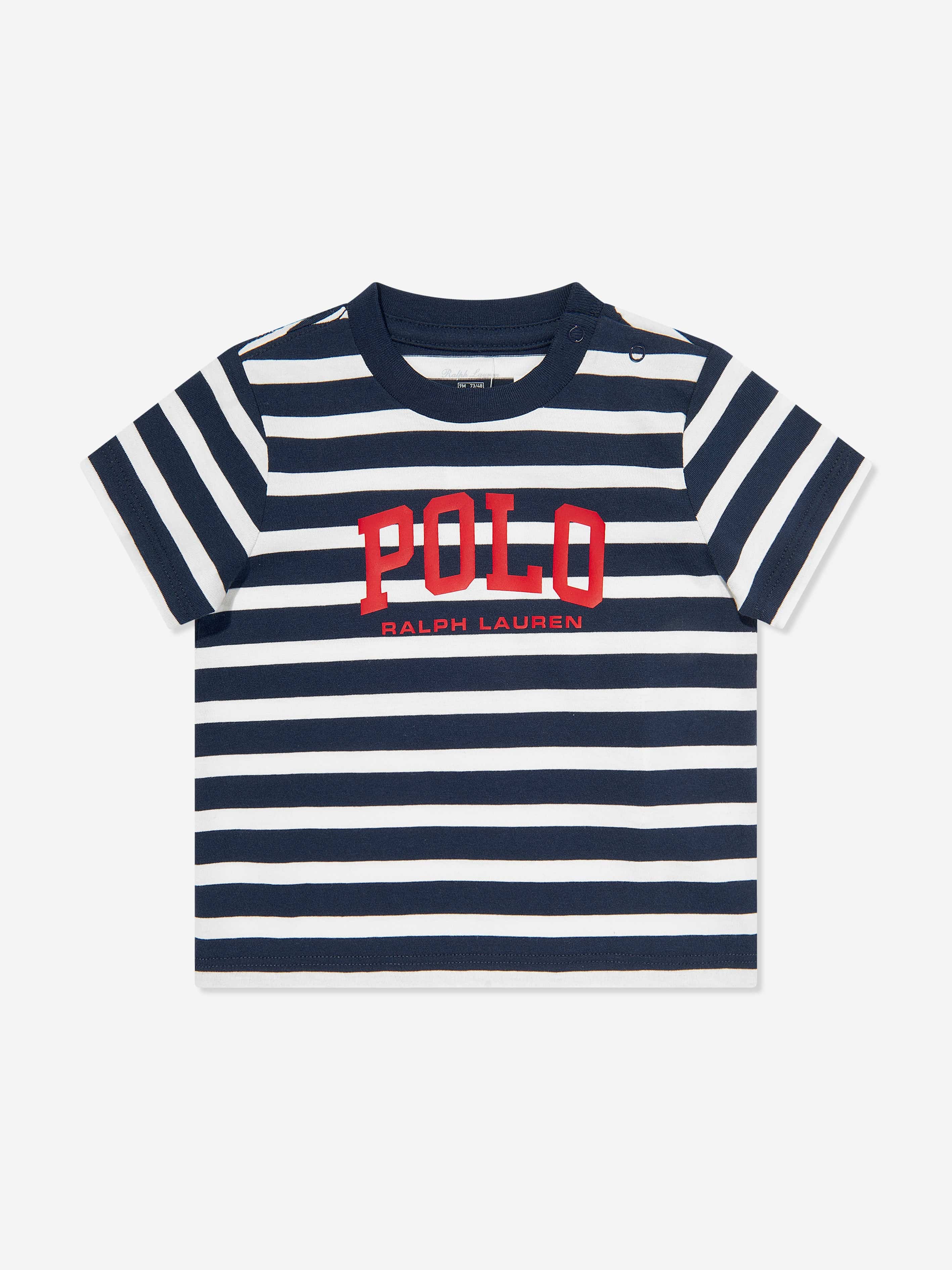 Baby Boys Striped Polo T-Shirt in Navy Shop Sale Online