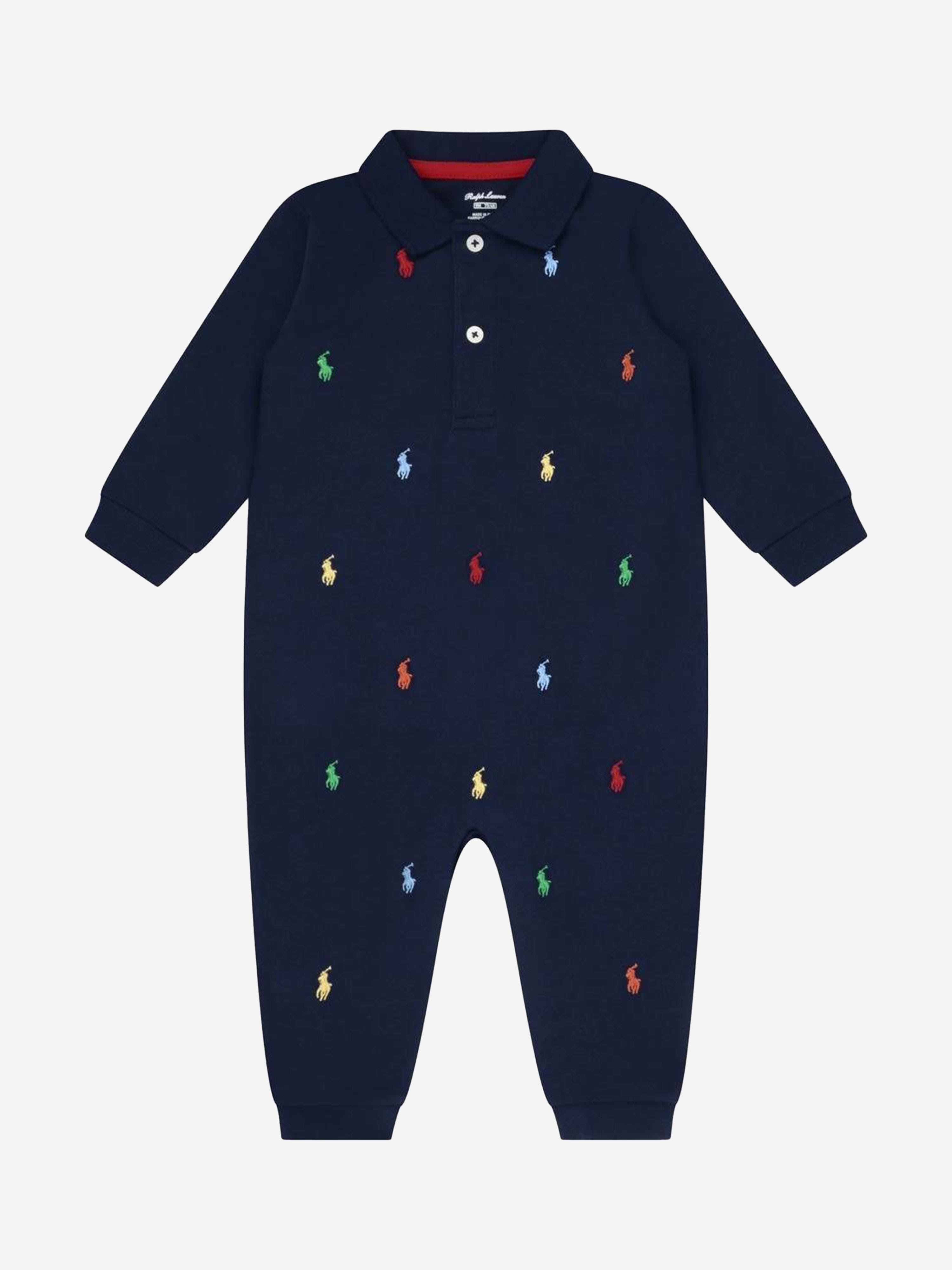 Ralph Lauren Baby Boys Schiffli Babygrow in Navy Looking For For Sale