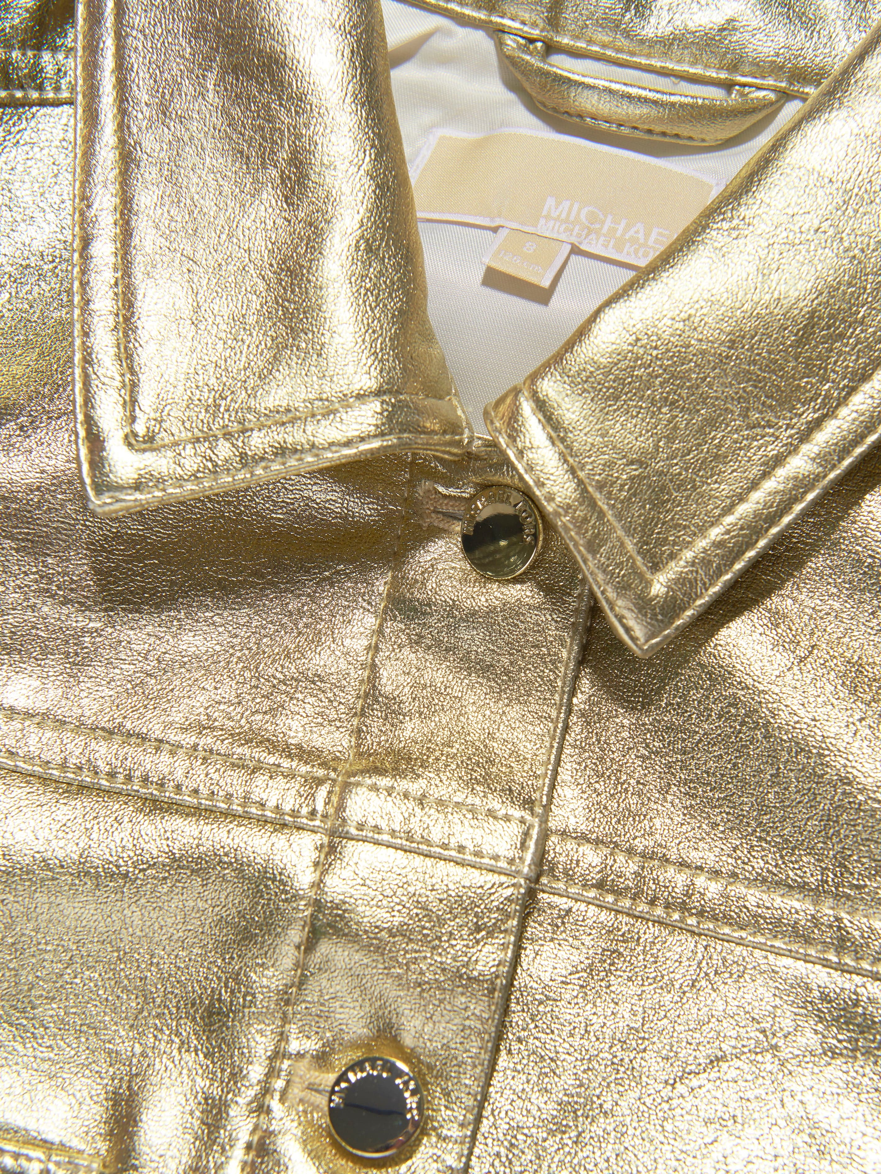 Michael Kors Girls Metallic Crackle Effect Jacket in Gold Amazon Footaction