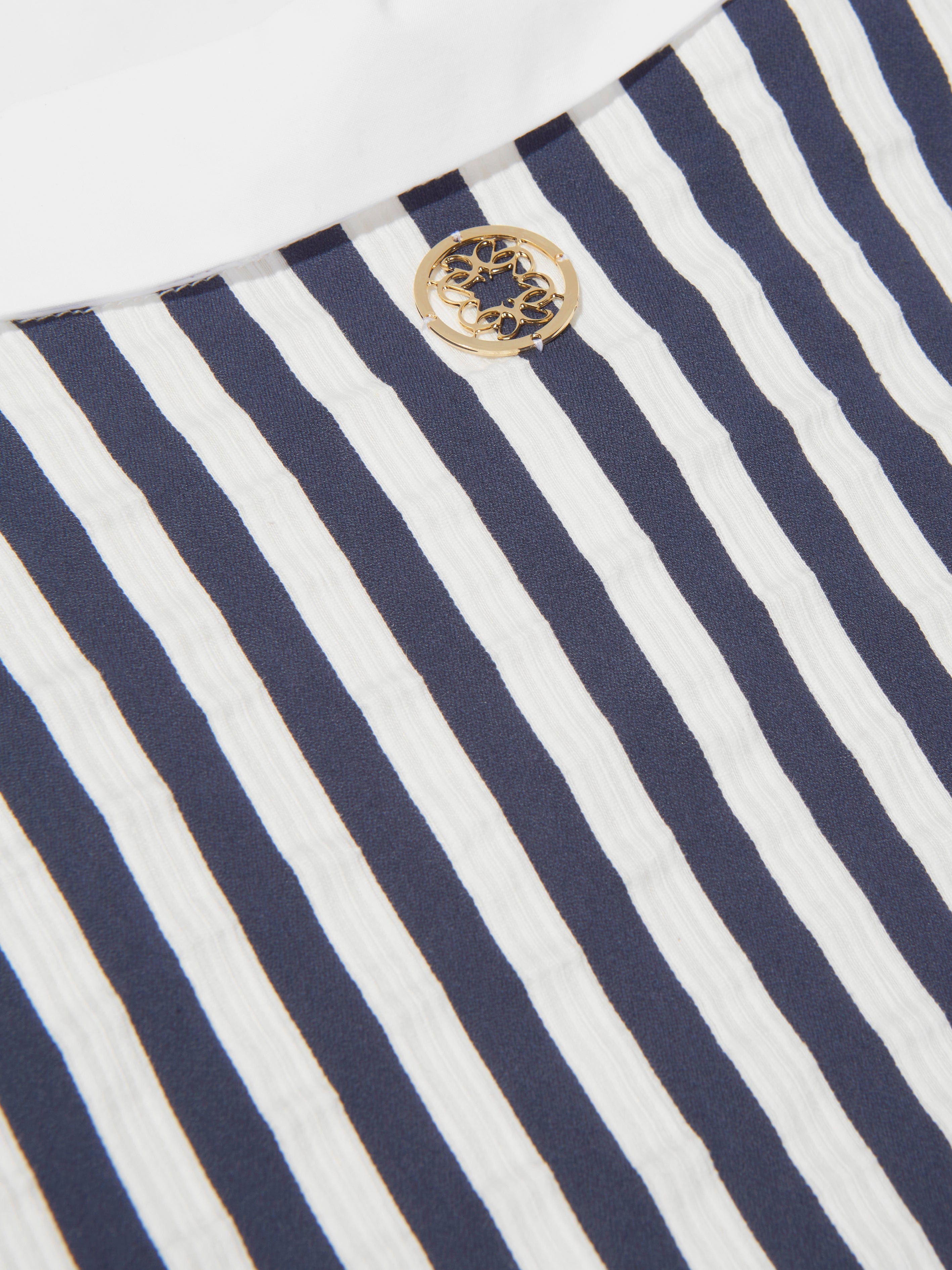 Elie Saab Girls Cotton And Silk Striped Ruffle Trim Dress Clearance Online